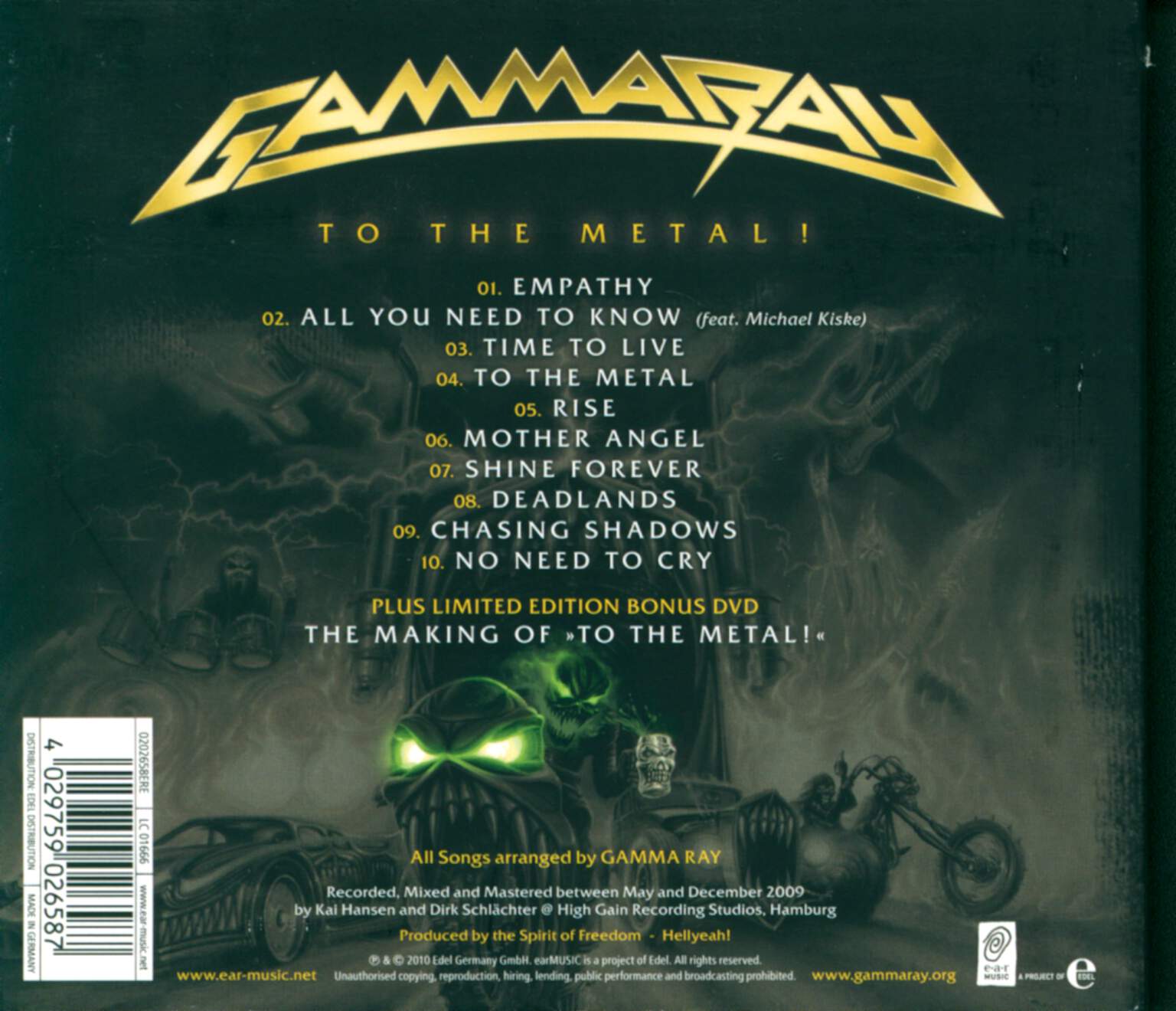 Gamma Ray: To The Metal!, CD