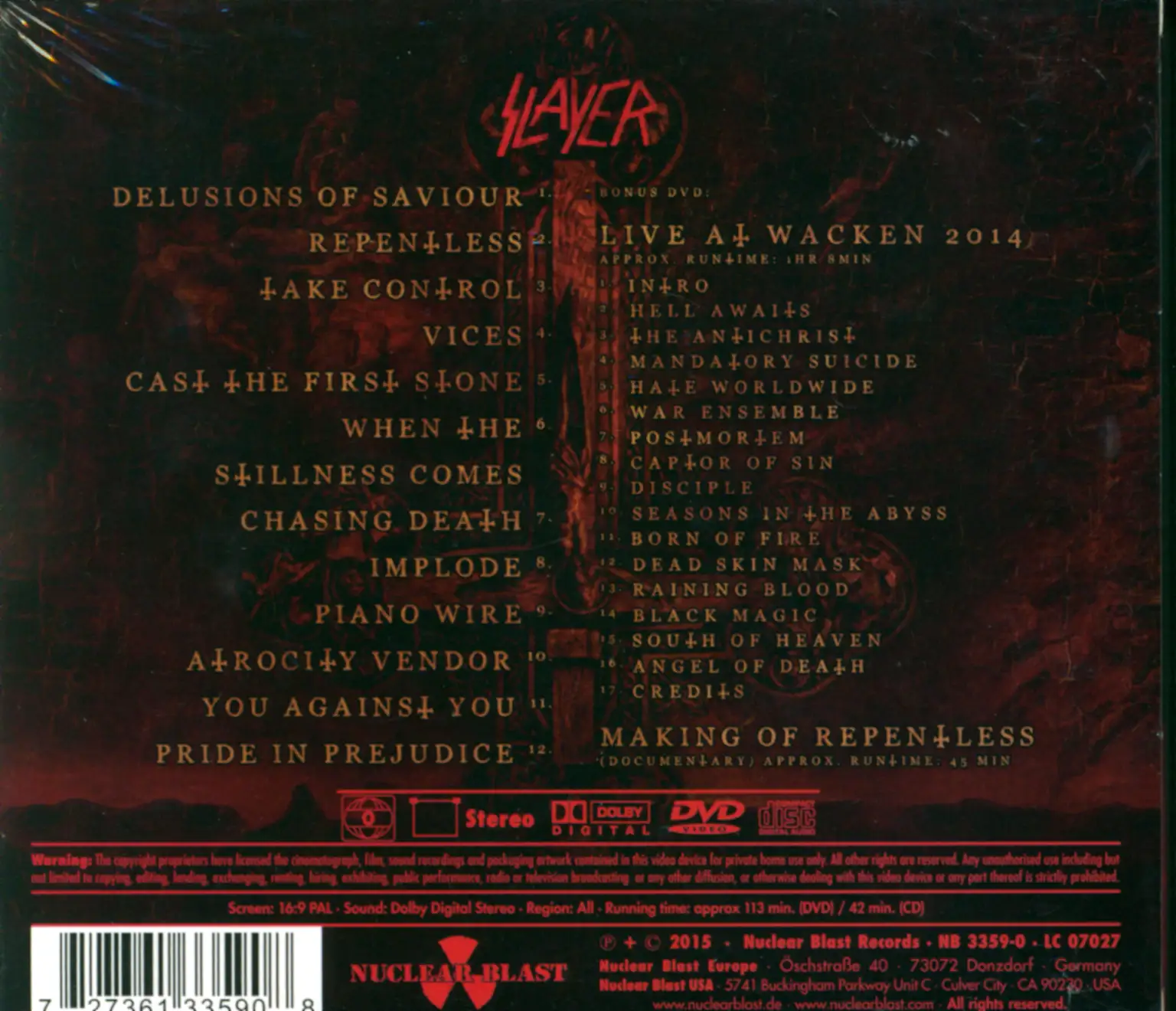 Slayer: Repentless, 2×CD