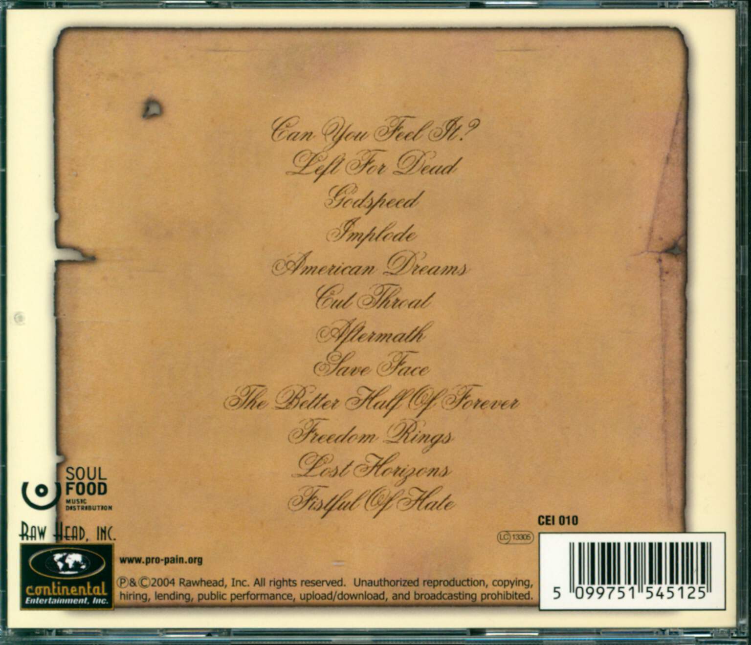Pro-Pain: Fistful Of Hate, CD