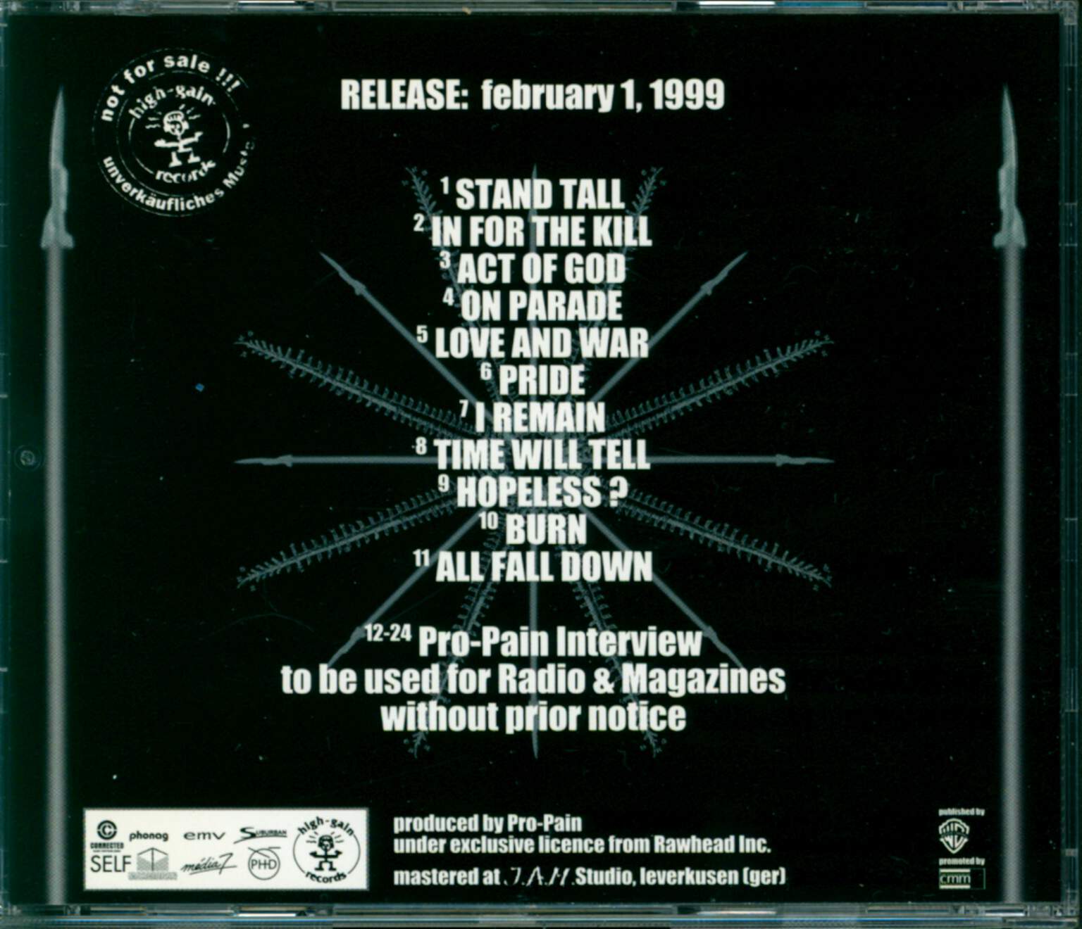 Pro-Pain: Act Of God, CD