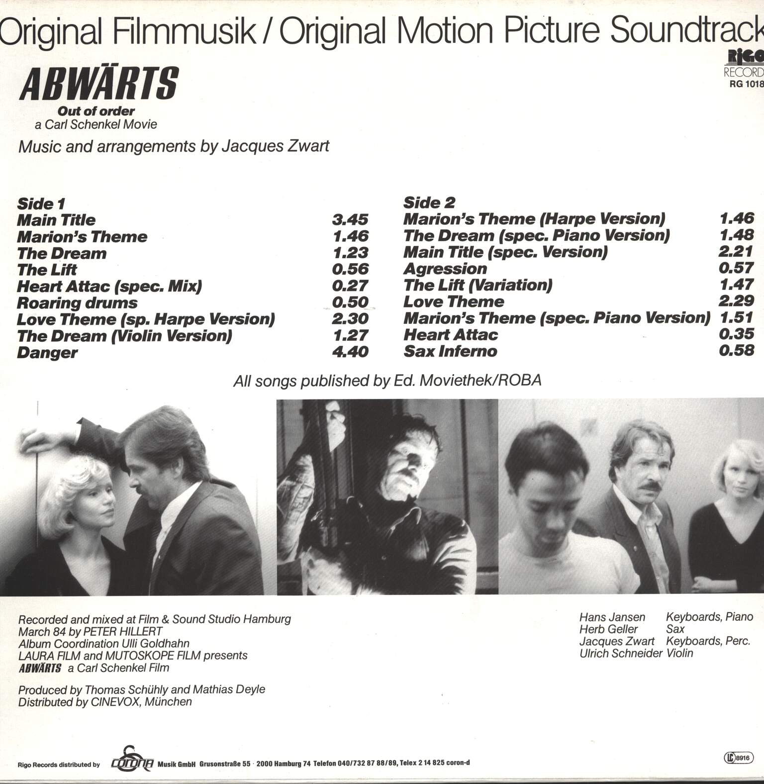 Jacques Zwart: Abwärts (Out Of Order) Original Motion Picture Soundtrack, LP (Vinyl)