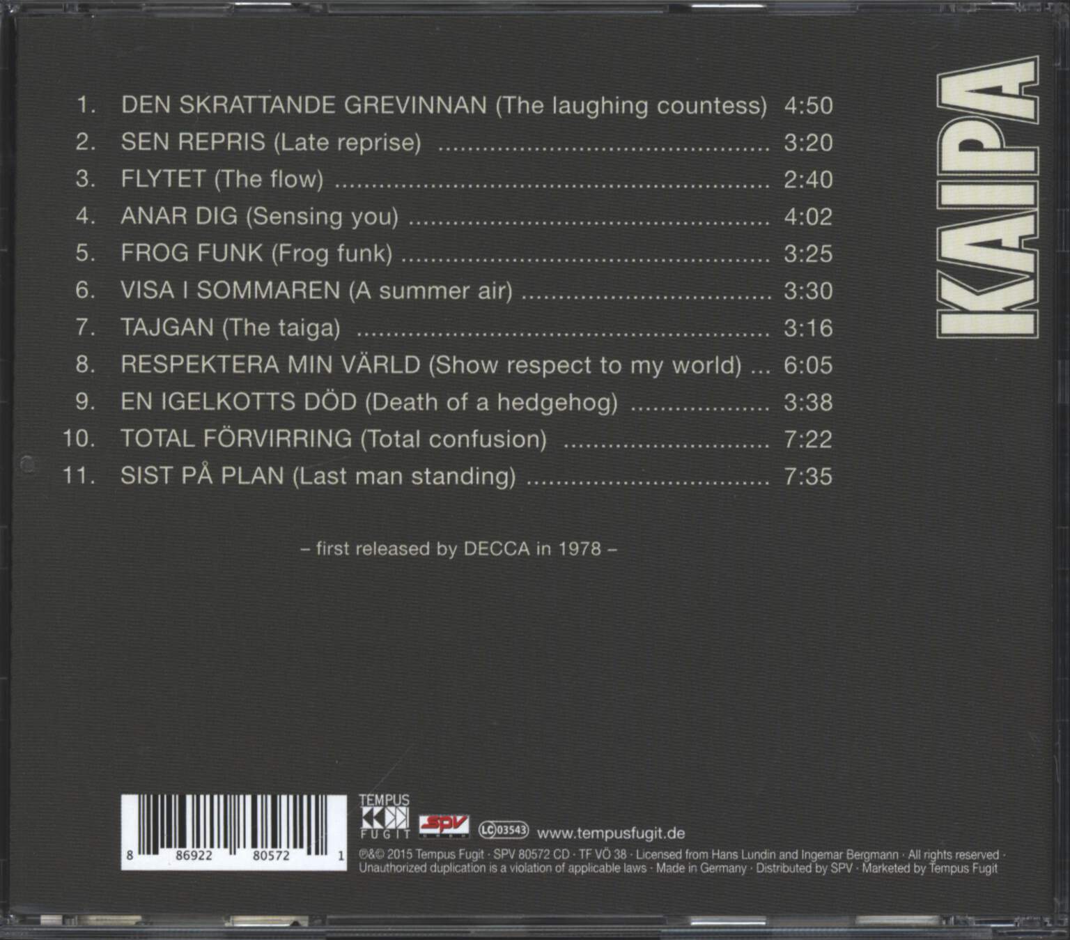 Kaipa: Solo, CD