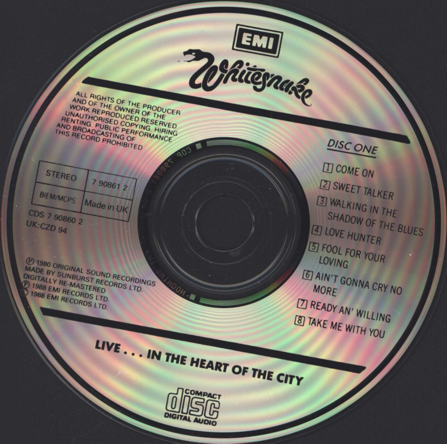 Whitesnake: Live....In The Heart Of The City, CD