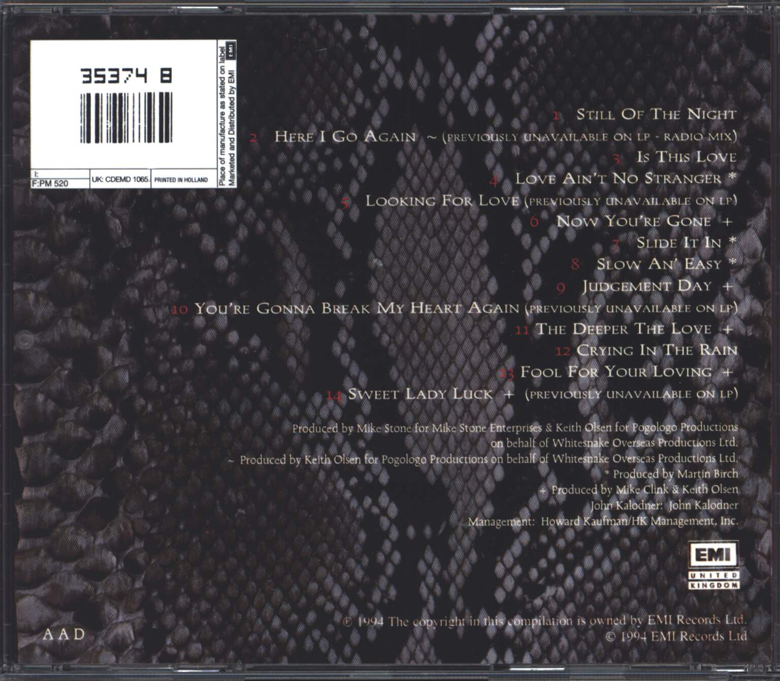 Whitesnake: Greatest Hits, CD
