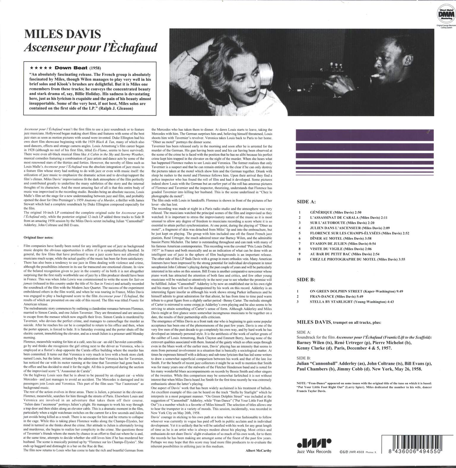 Miles Davis: Ascenseur Pour L'Échafaud (Lift To The Scaffold), LP (Vinyl)