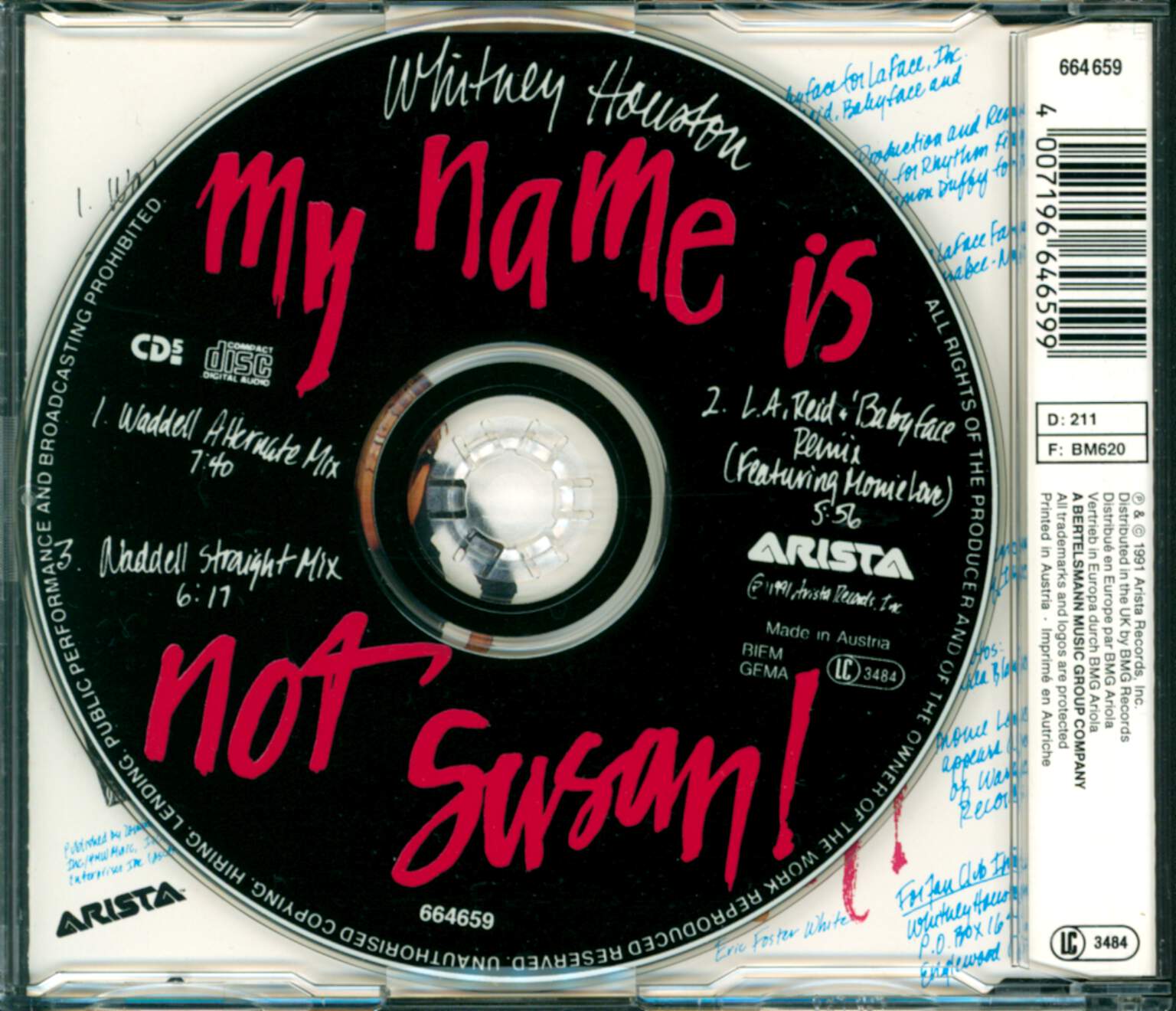 Whitney Houston: My Name Is Not Susan (The Remixes), Mini CD