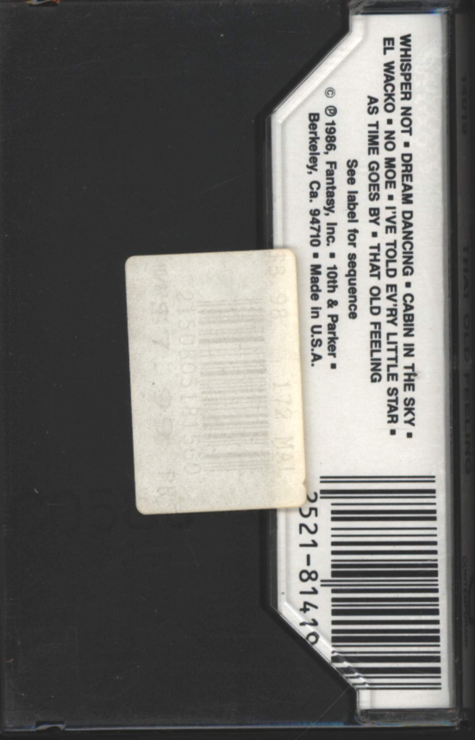 Bud Shank Quartet: That Old Feeling, Tape