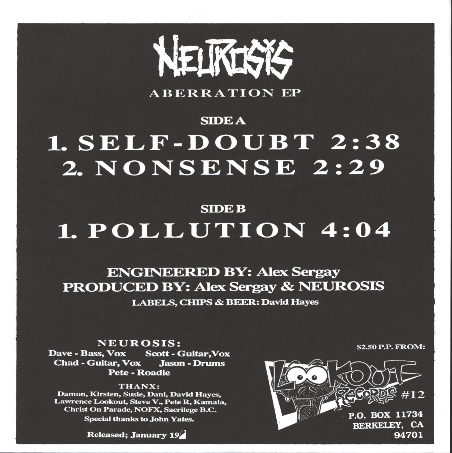 Neurosis: Aberration EP, 7" Single (Vinyl)