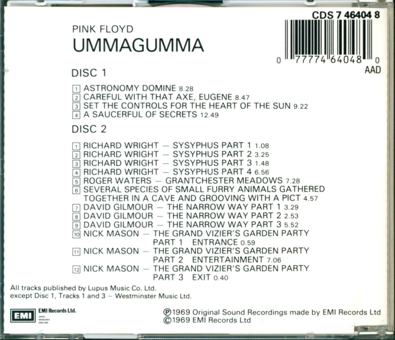 Pink Floyd: Ummagumma, 2×CD