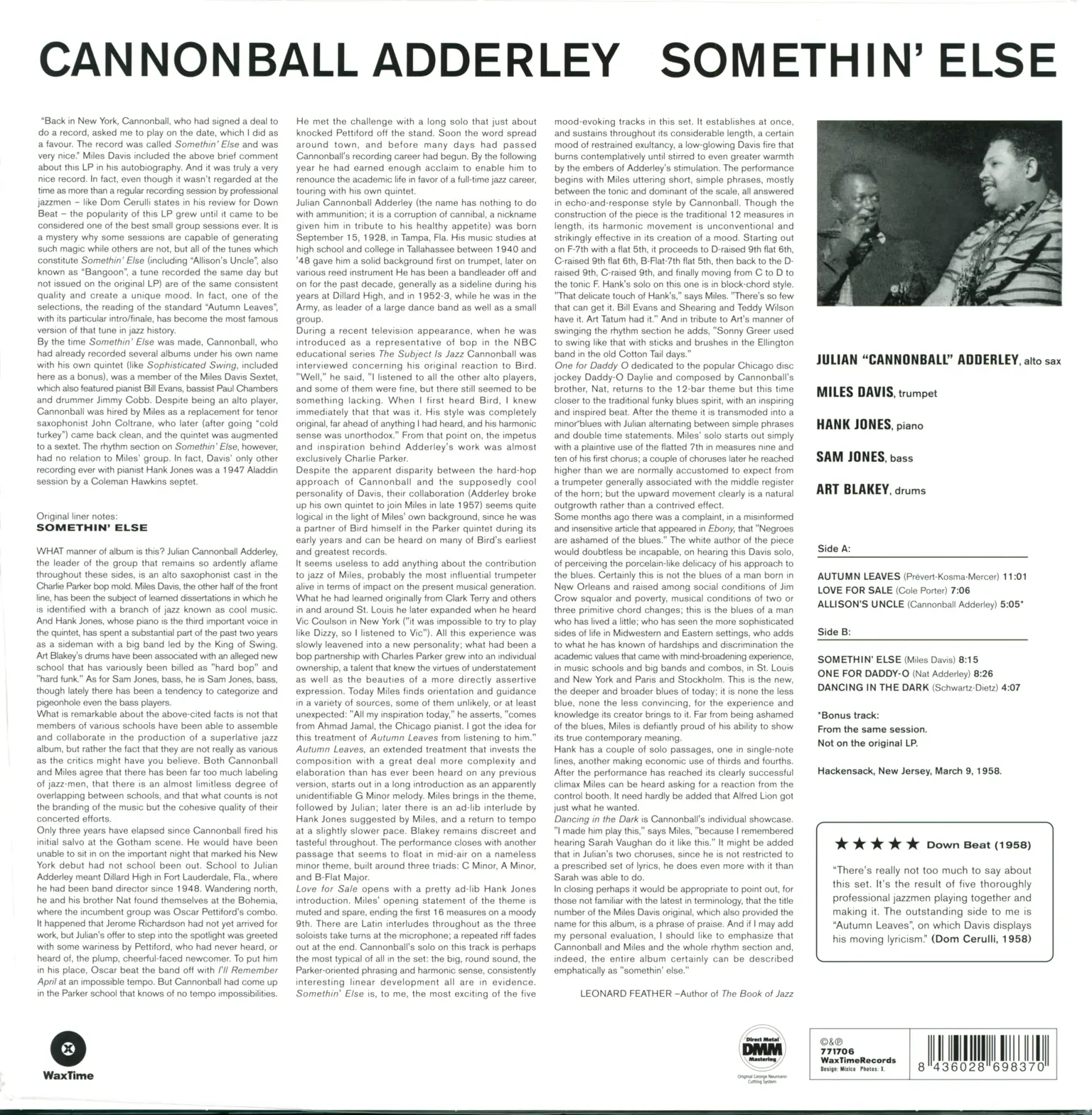 Cannonball Adderley: Somethin' Else, LP (Vinyl)