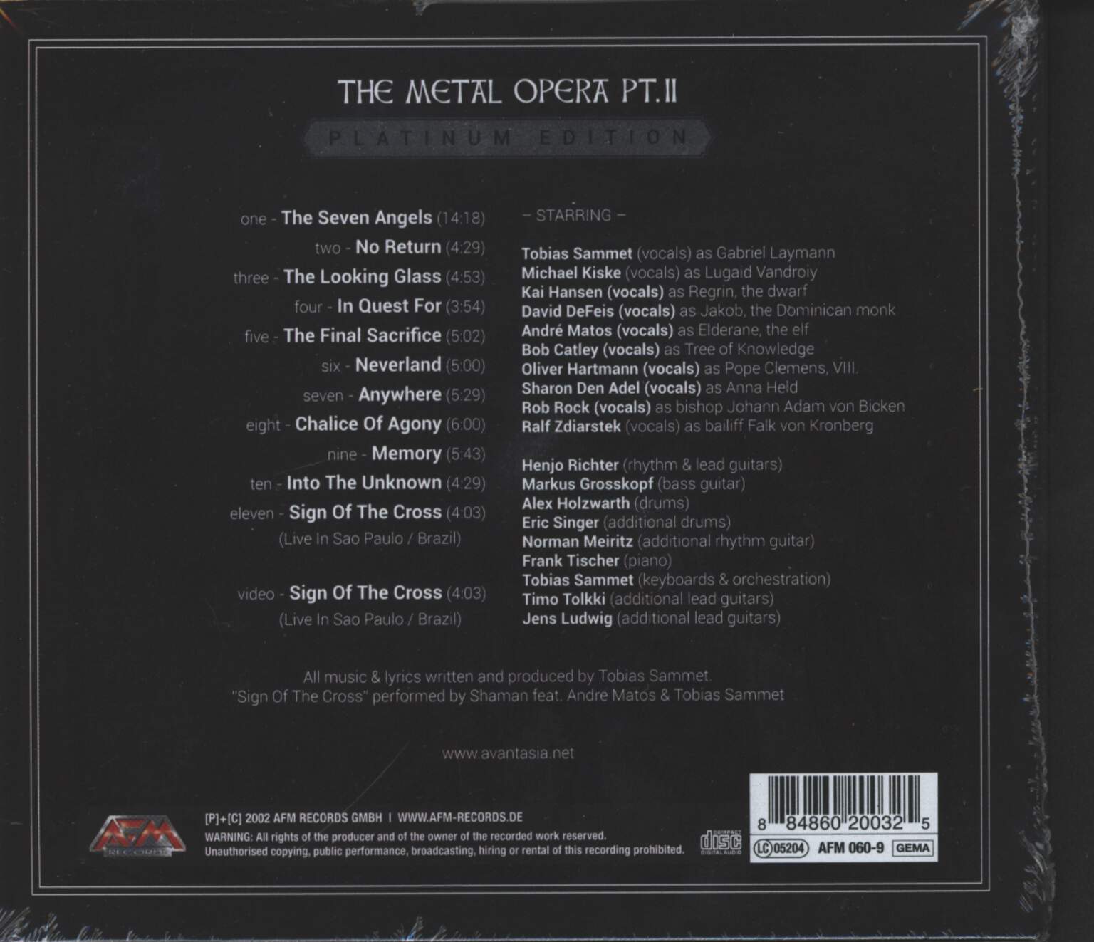 Tobias Sammet's Avantasia: The Metal Opera Pt.II (Platinum Edition), CD