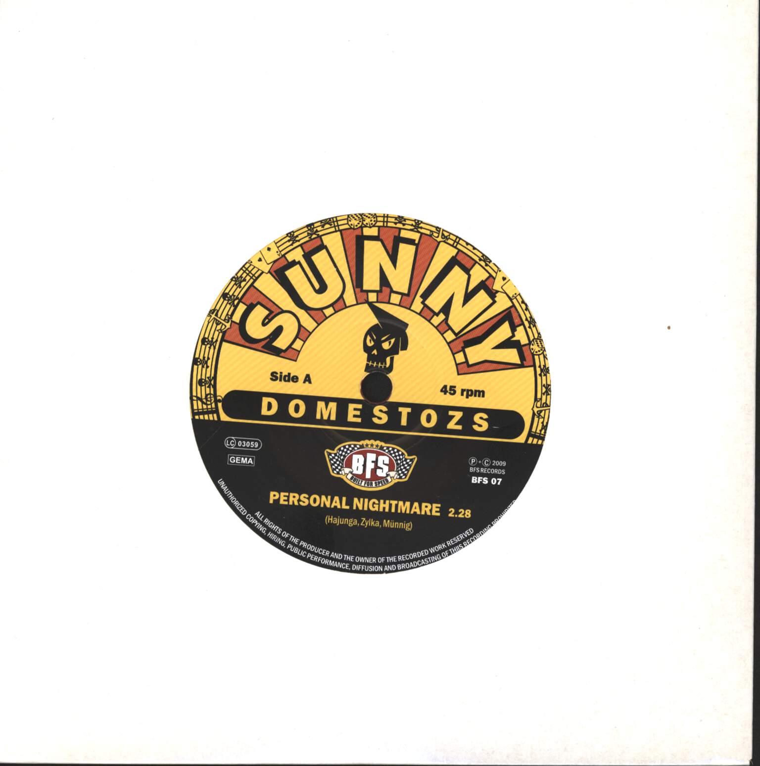 Sunny Domestozs: Personal Nightmare, 7" Single (Vinyl)