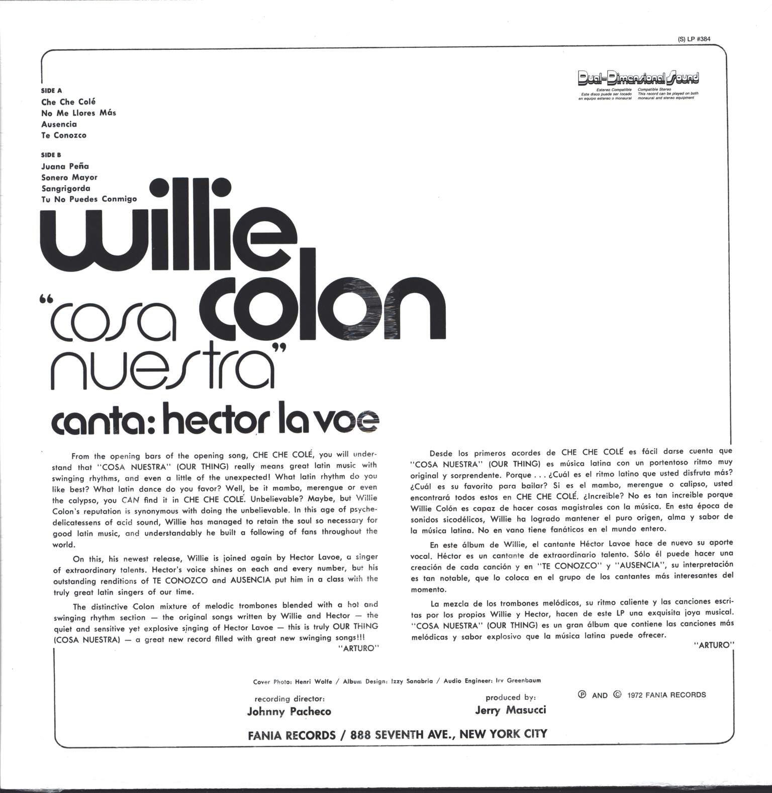 Willie Colón: Cosa Nuestra, LP (Vinyl)