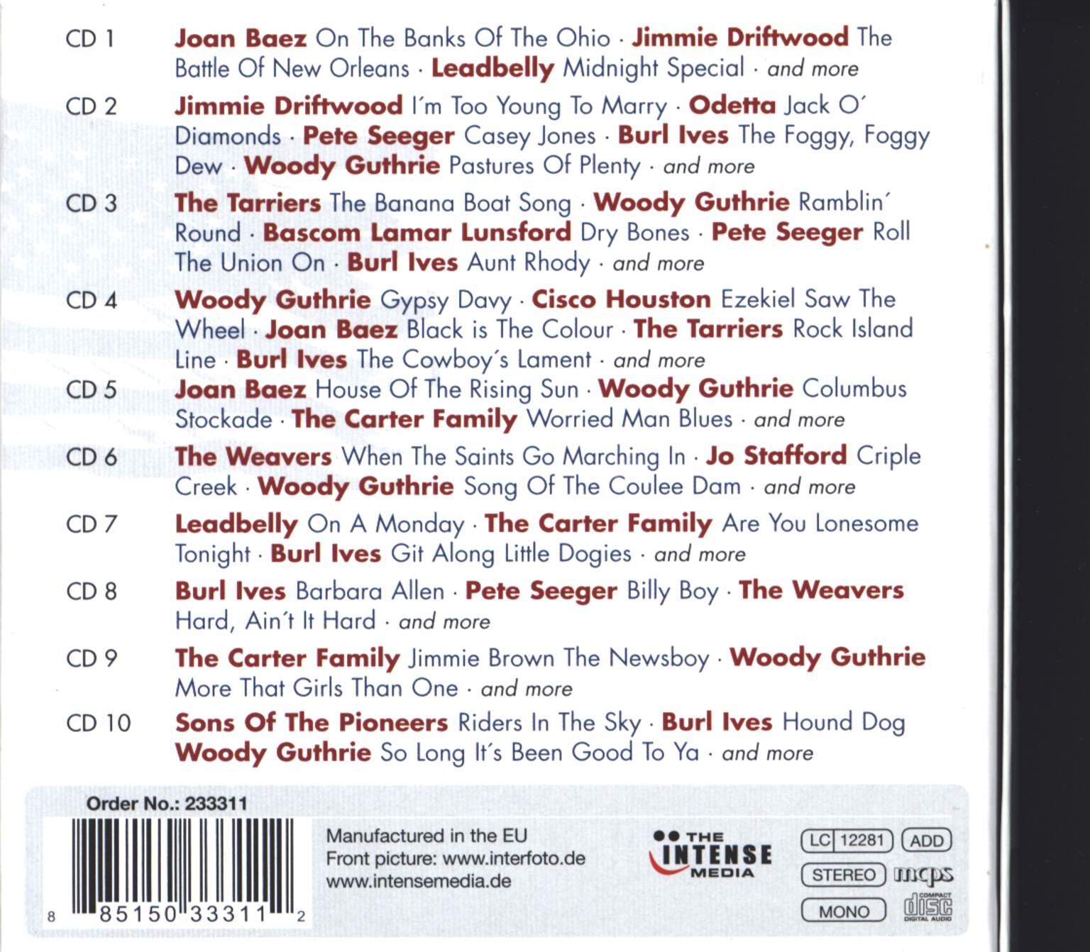 Various: Original American Folksongs, 10×CD