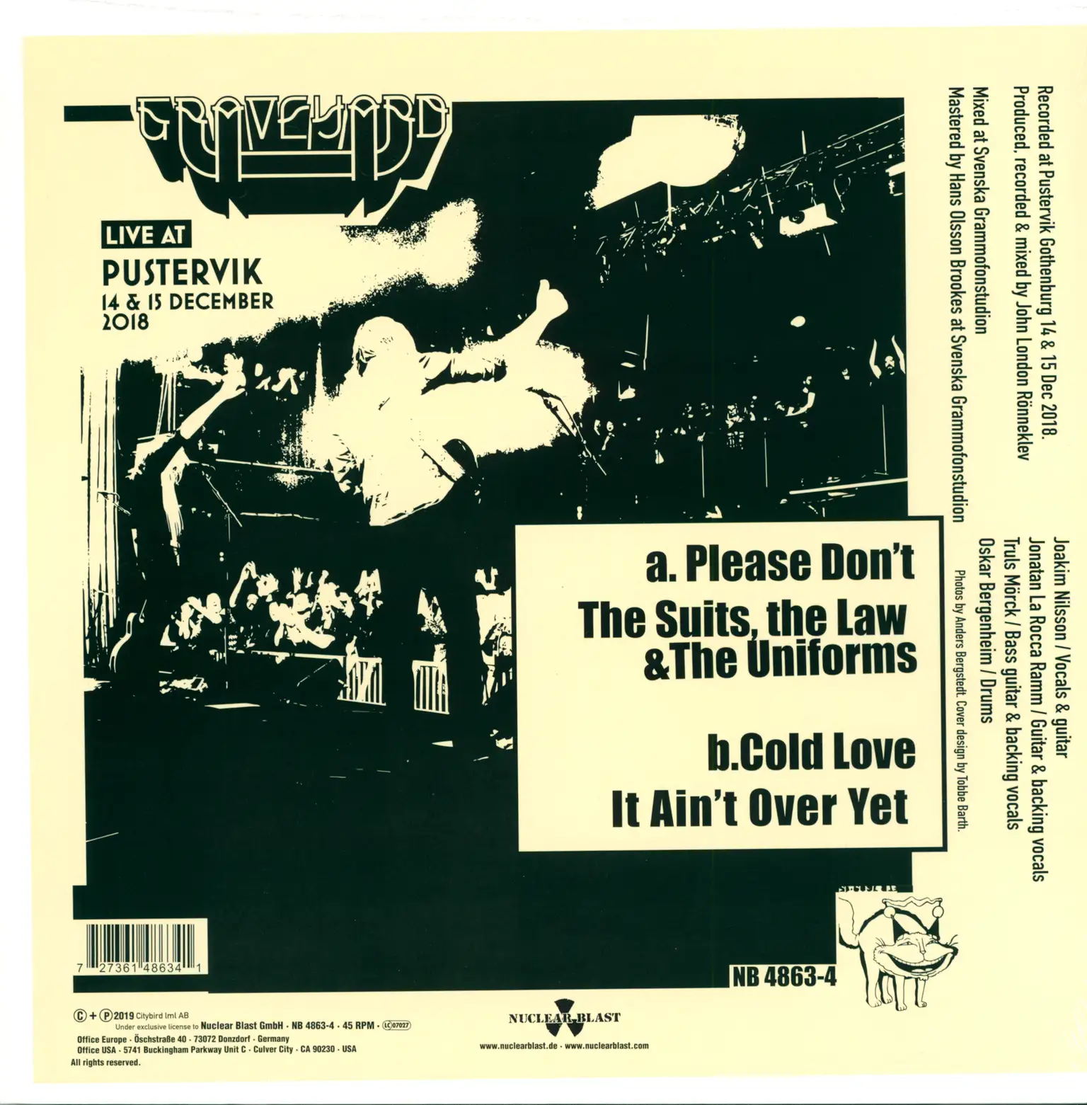 Graveyard: Live At Pustervik Gothenburg 14 & 15 December 2018, 12" Maxi Single (Vinyl)
