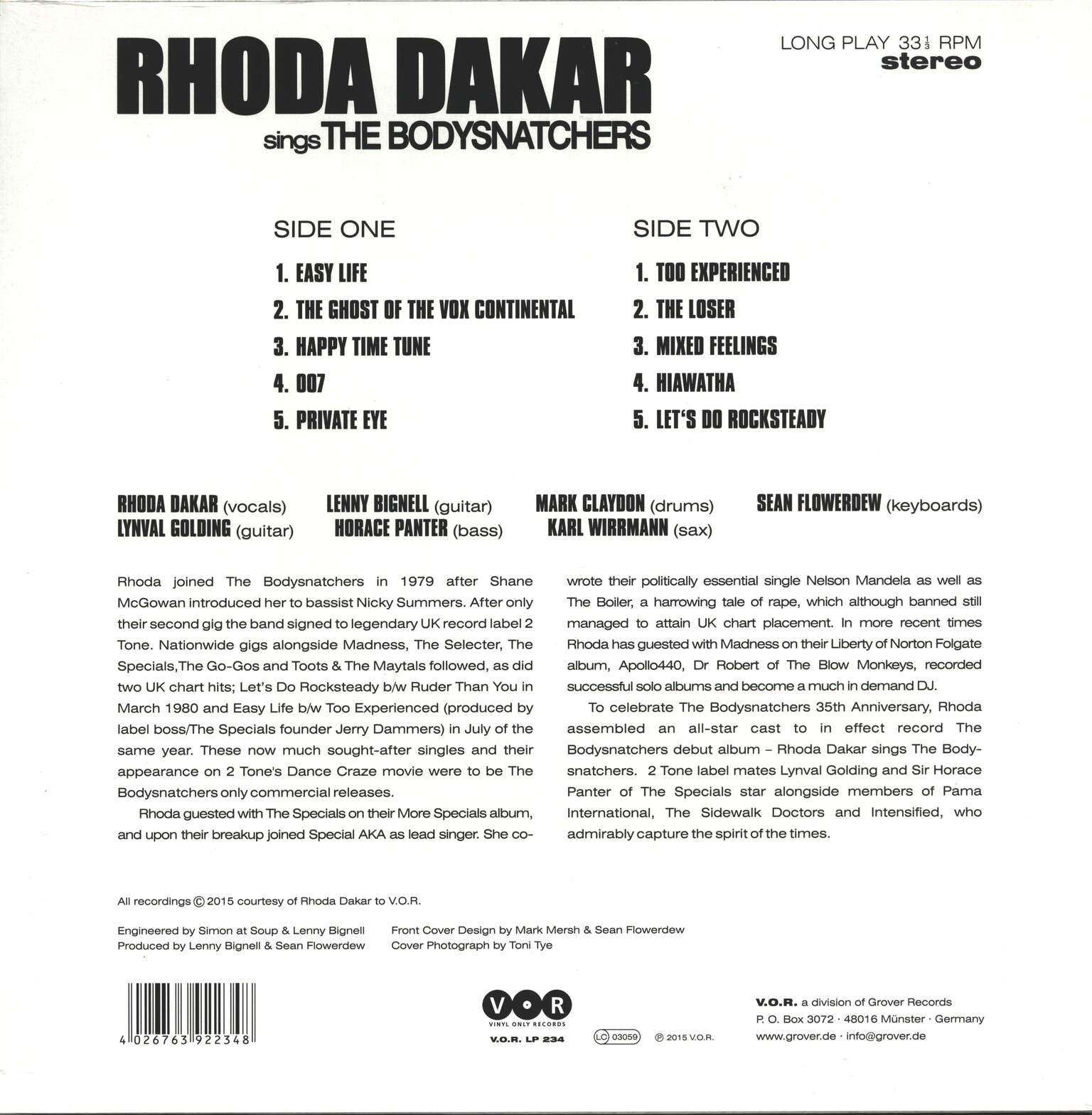 Rhoda Dakar: Rhoda Dakar Sings The Bodysnatchers, LP (Vinyl)