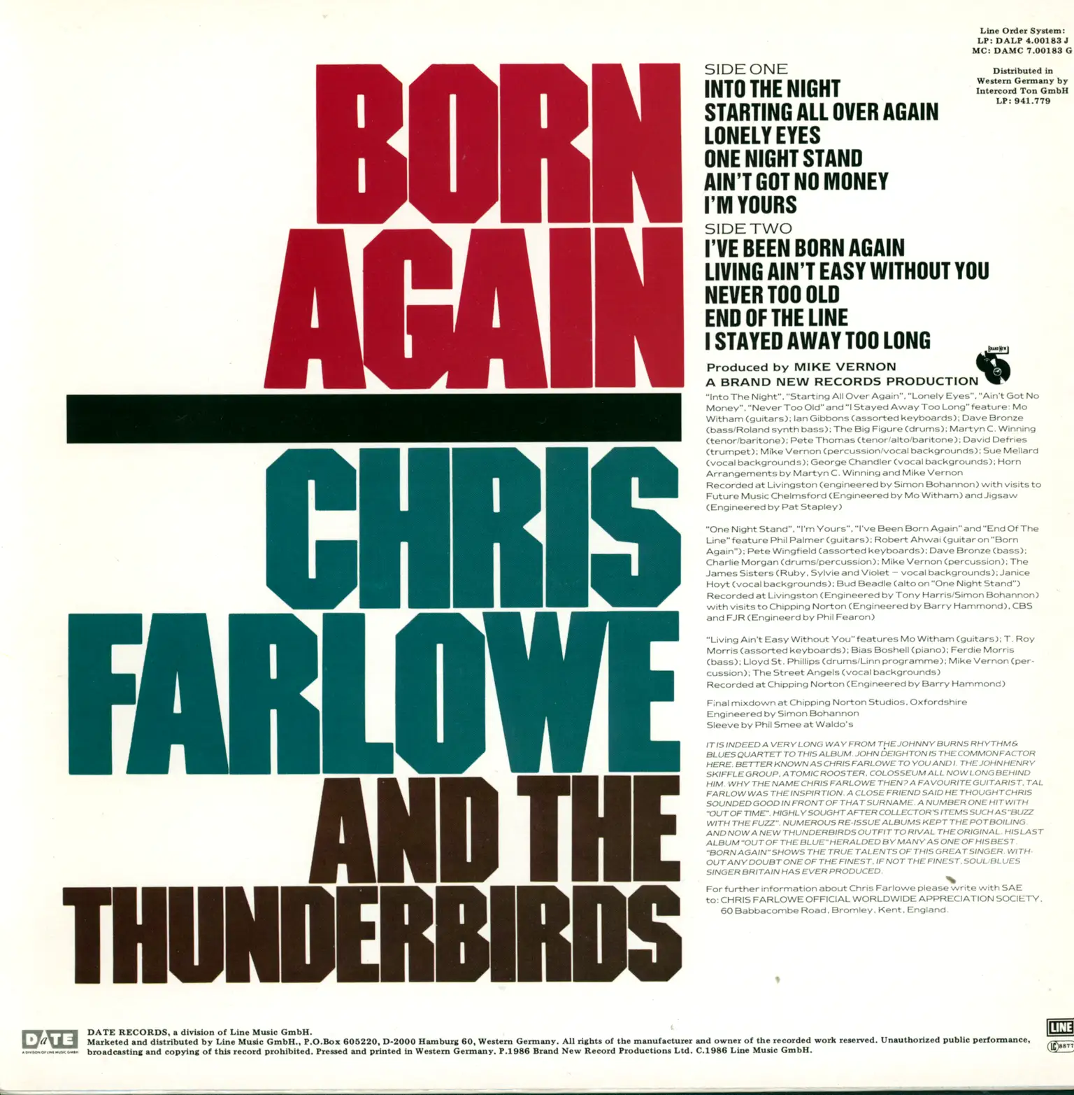 Chris Farlowe & The Thunderbirds: Born Again, LP (Vinyl)