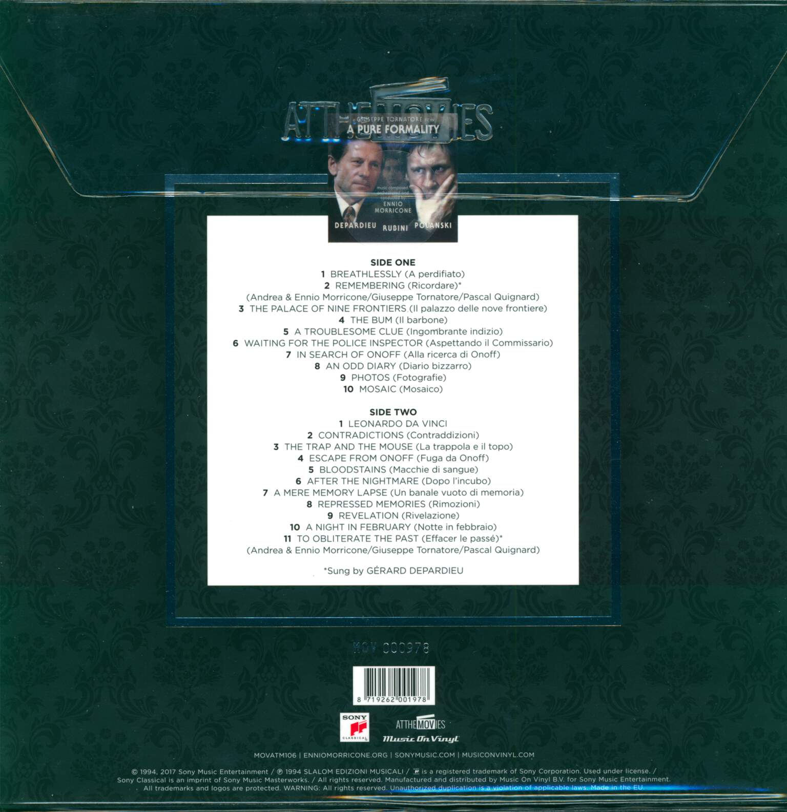Ennio Morricone: A Pure Formality, LP (Vinyl)
