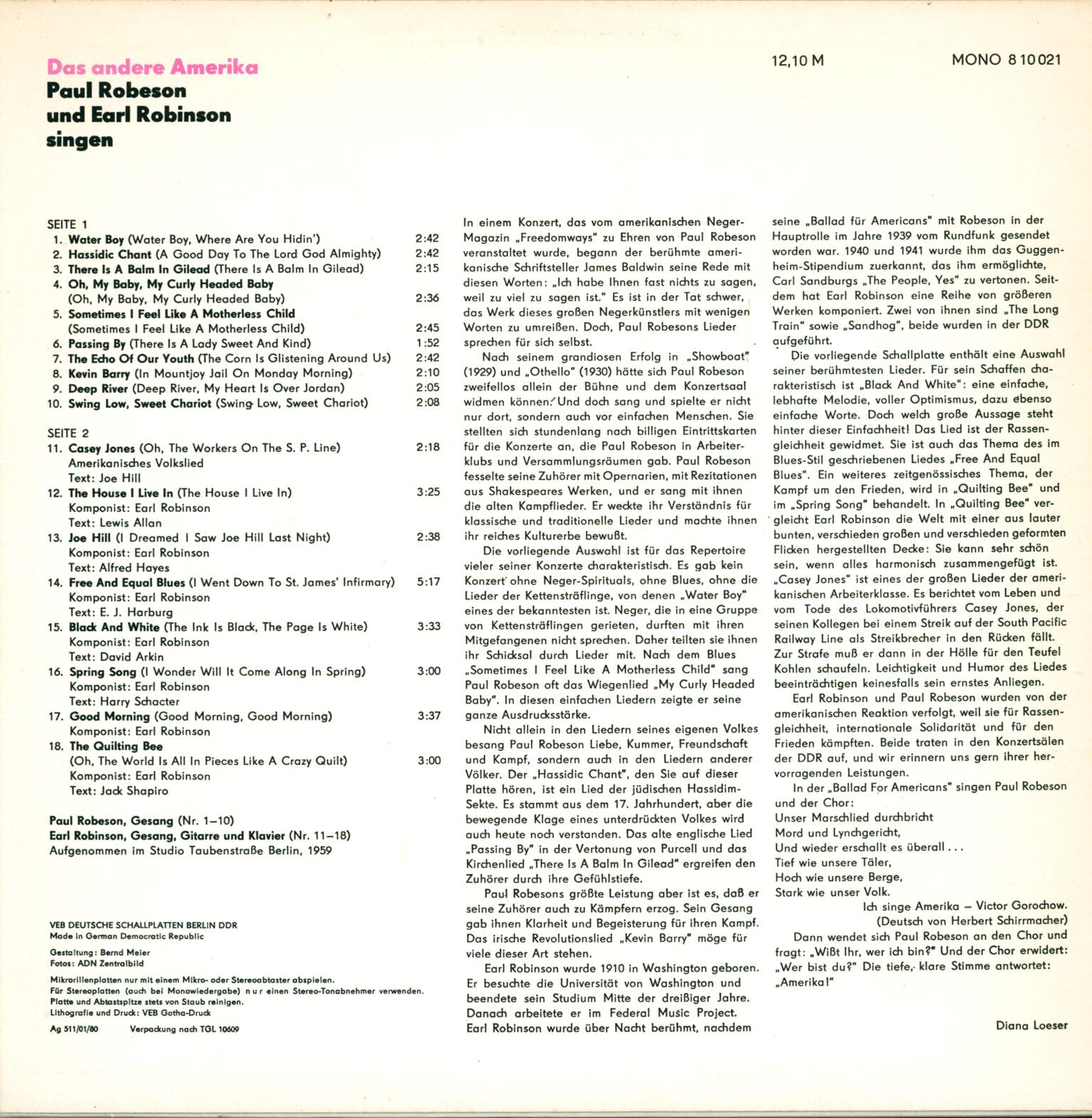 Paul Robeson: Das Andere Amerika, LP (Vinyl)