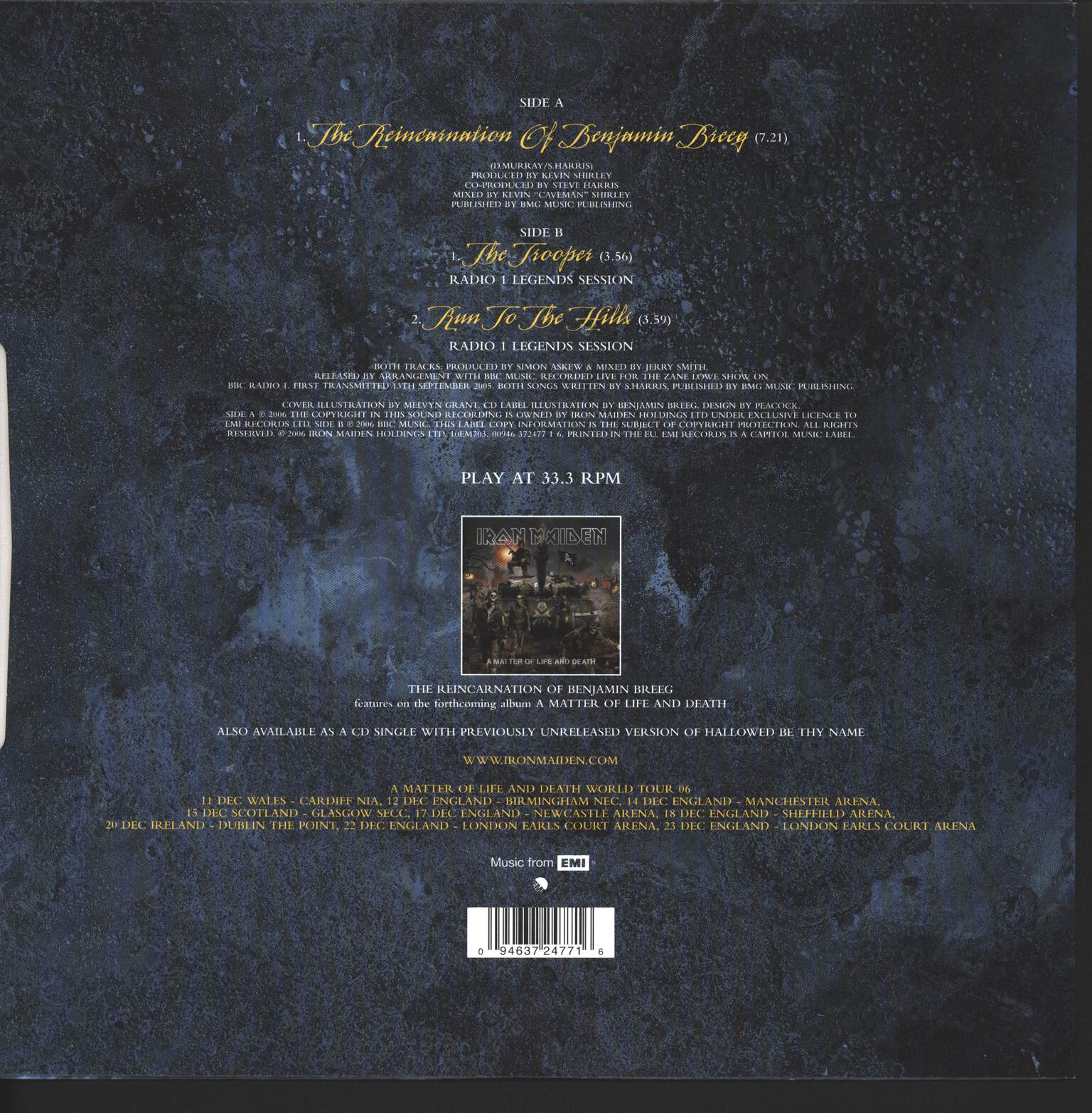 Iron Maiden: The Reincarnation Of Benjamin Breeg, 10" Vinyl EP