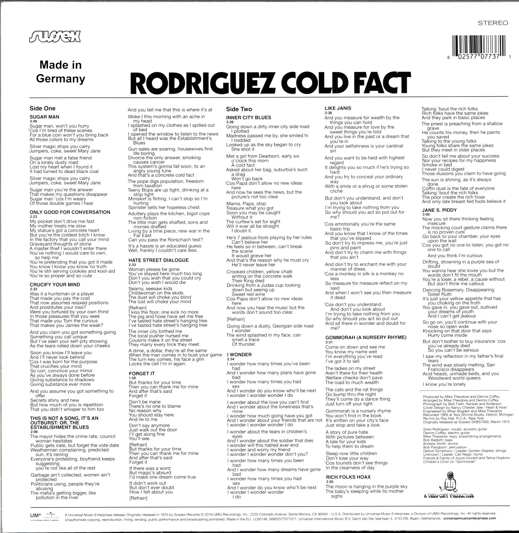 Sixto Rodriguez: Cold Fact, LP (Vinyl)