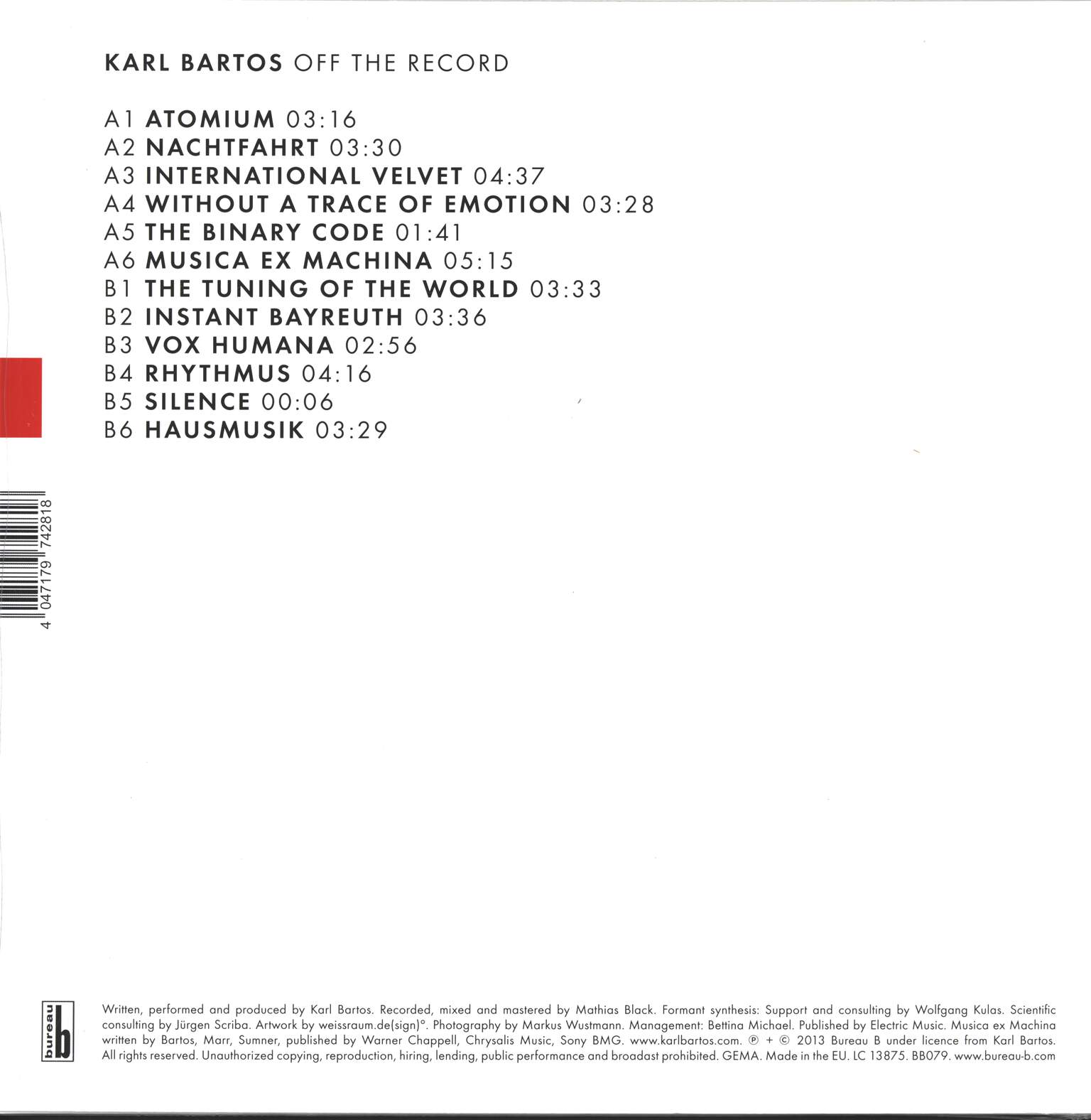 Karl Bartos: Off The Record, LP (Vinyl)