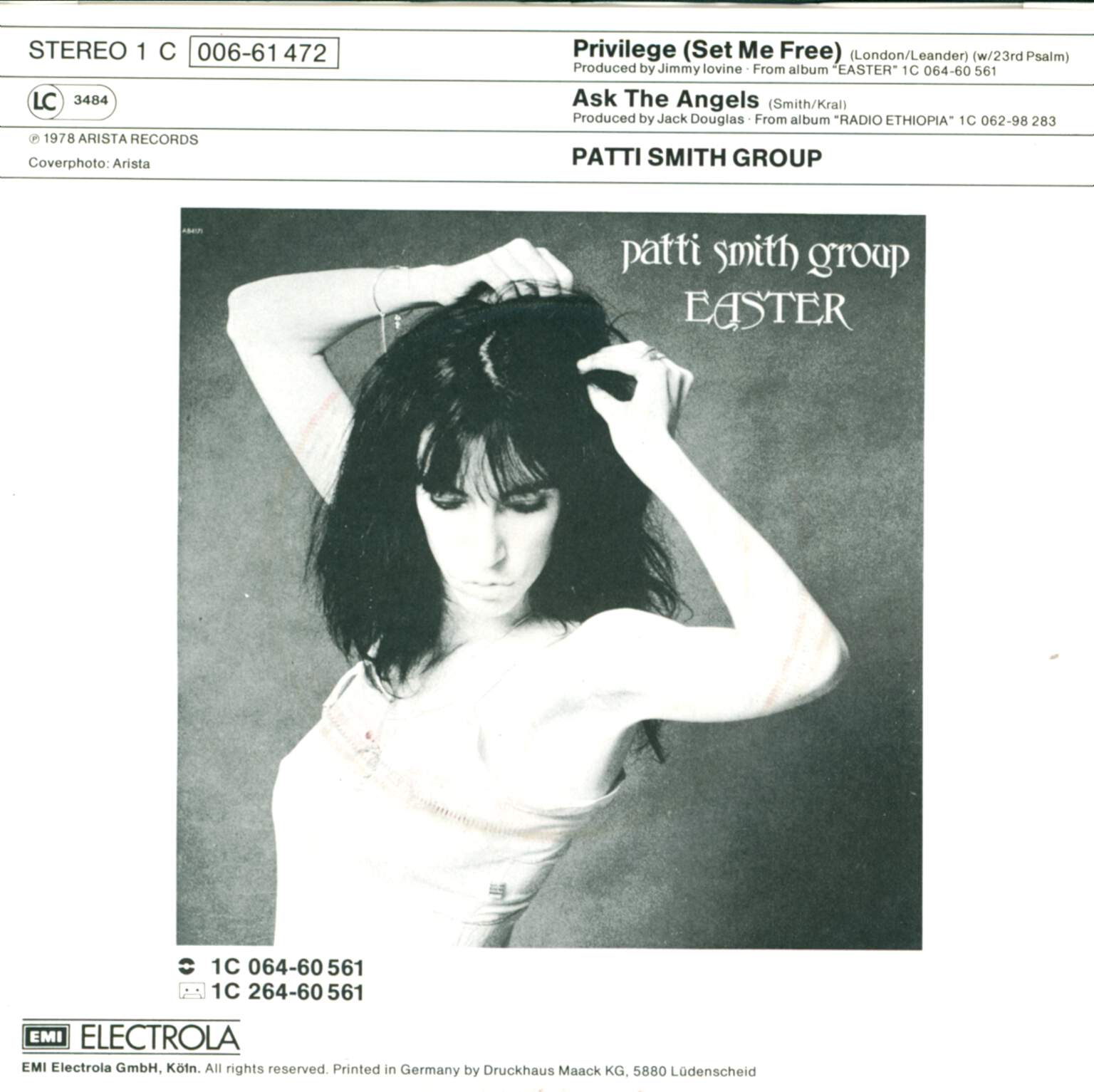 Patti Smith Group: Privilege, 7" Single (Vinyl)