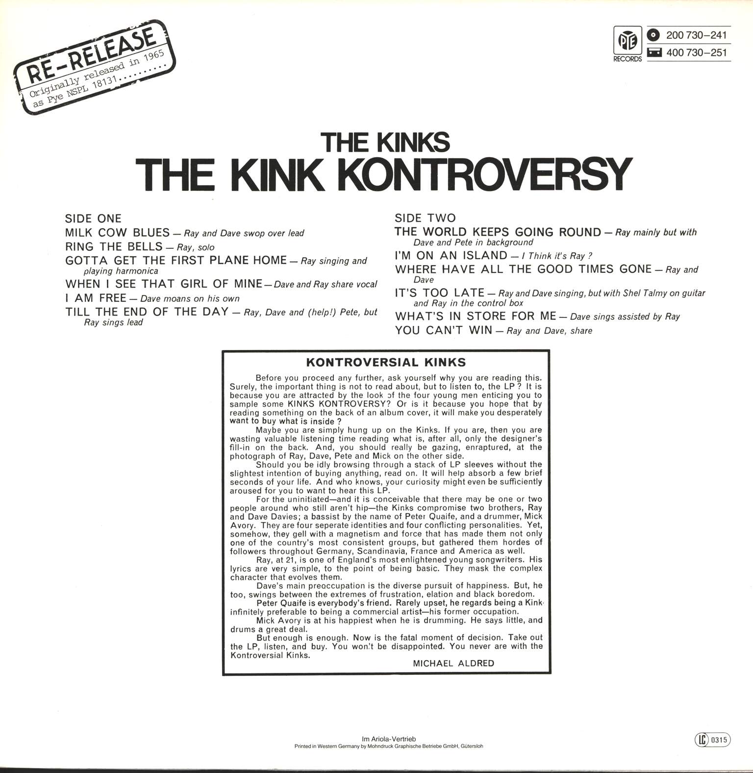 The Kinks: The Kink Kontroversy, LP (Vinyl)