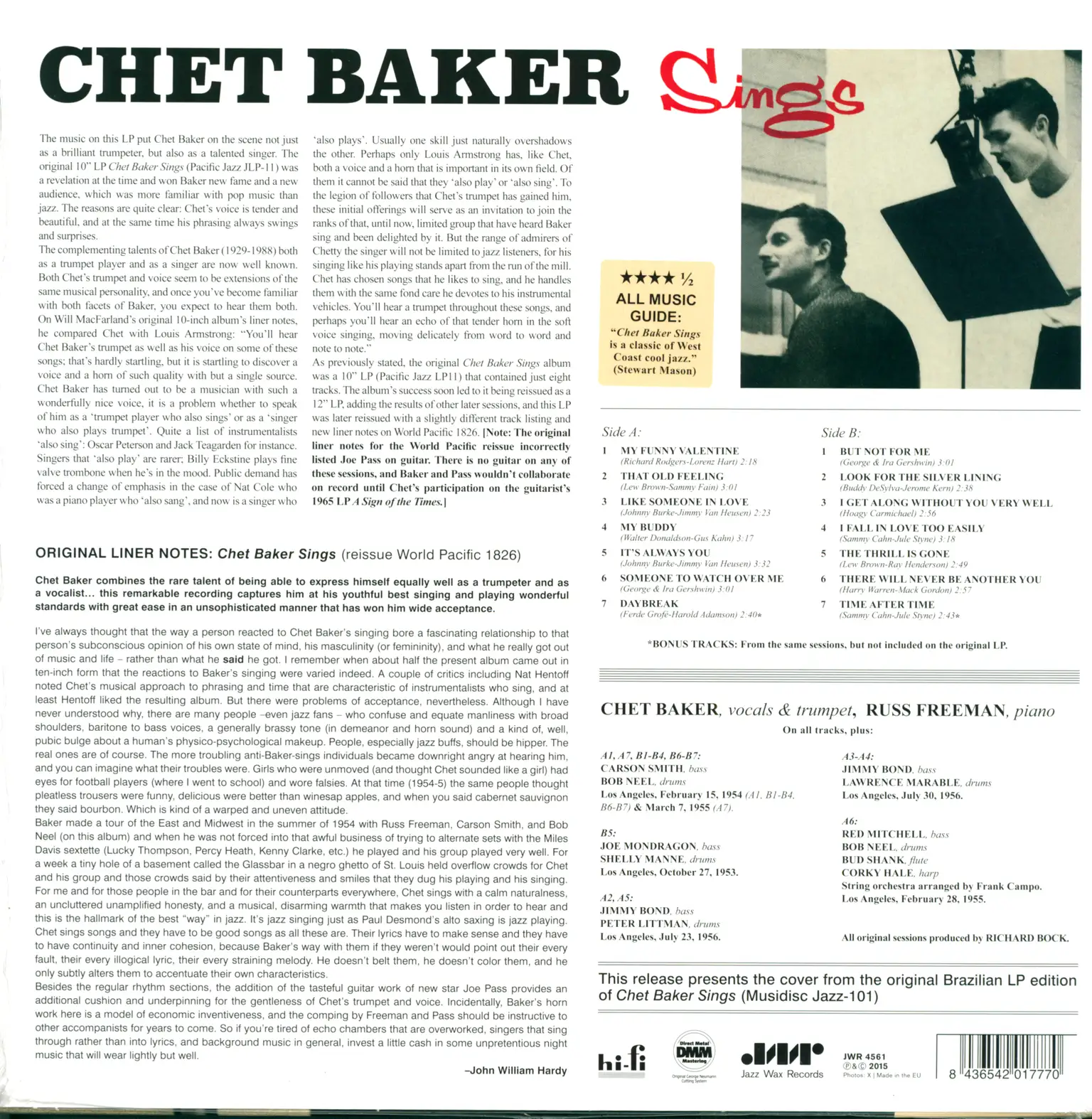 Chet Baker: Chet Baker Sings, LP (Vinyl)