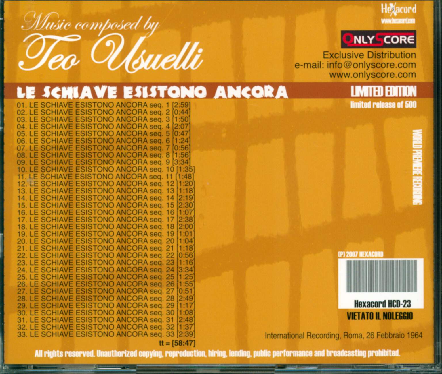 Teo Usuelli: Le Schiave Esistono Ancora (Original Soundtrack), CD