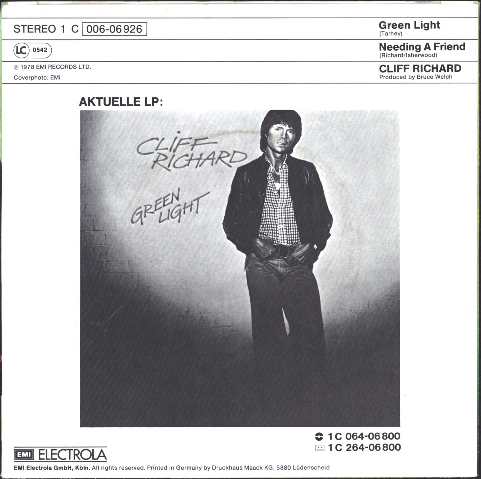 Cliff Richard: Green Light, 7" Single (Vinyl)
