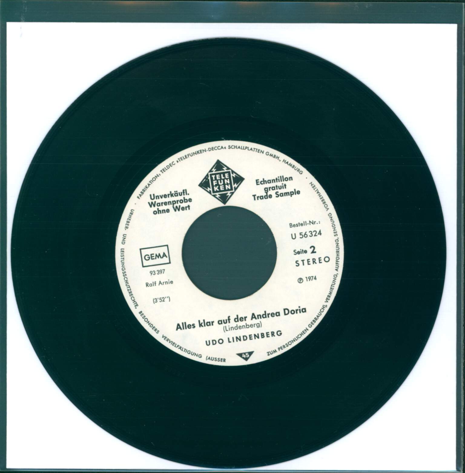 Udo Lindenberg Und Das Panikorchester: Candy Jane / Alles Klar Auf Der Andrea Doria, 7" Single (Vinyl)