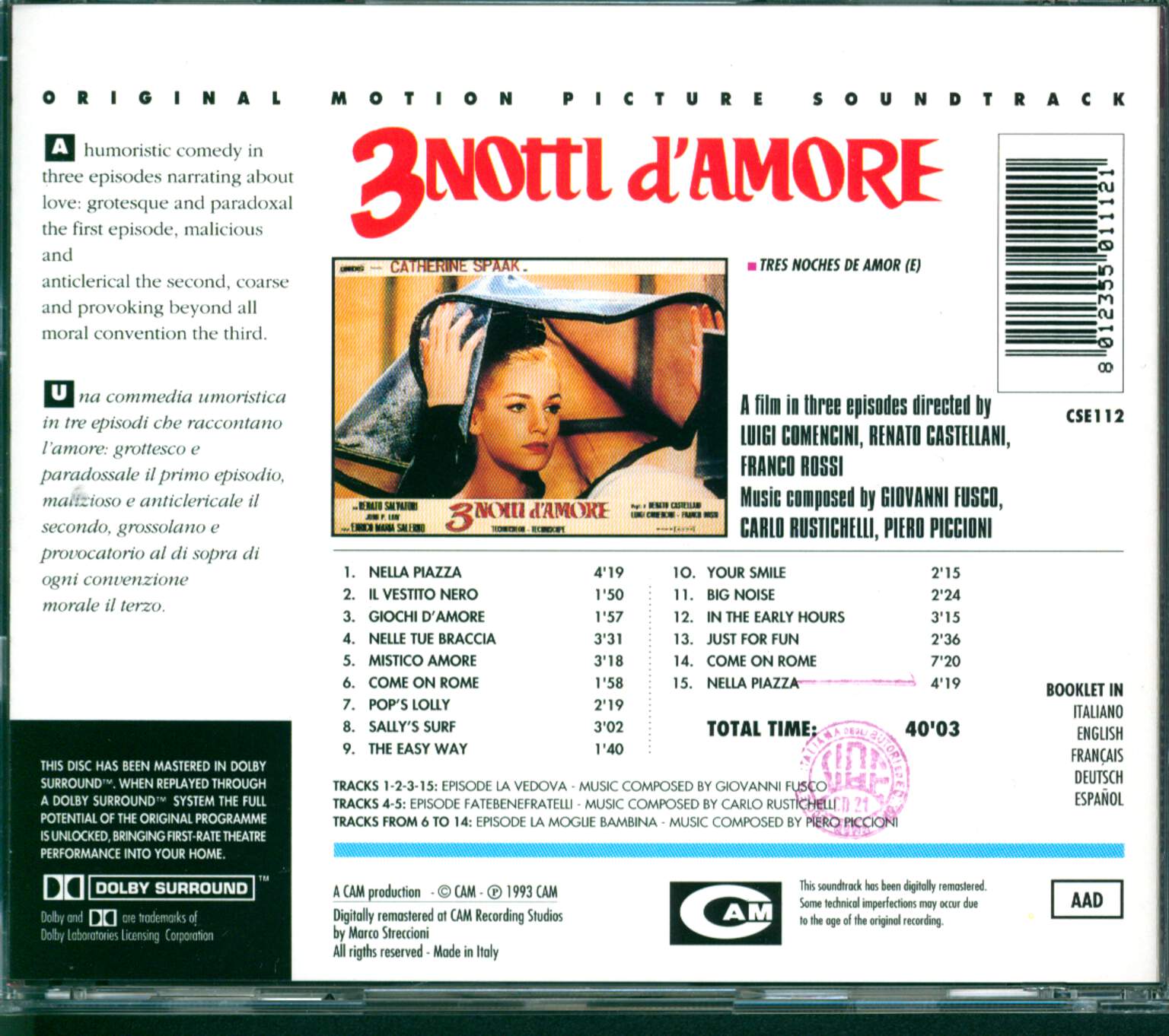 Giovanni Fusco: 3 Notti D'Amore, CD