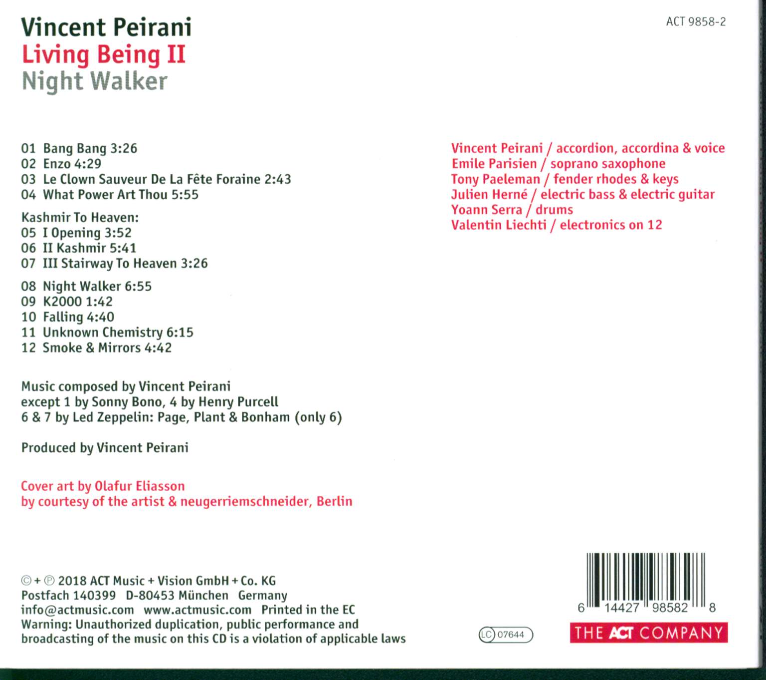 Vincent Peirani: Living Being II - Night Walker, CD