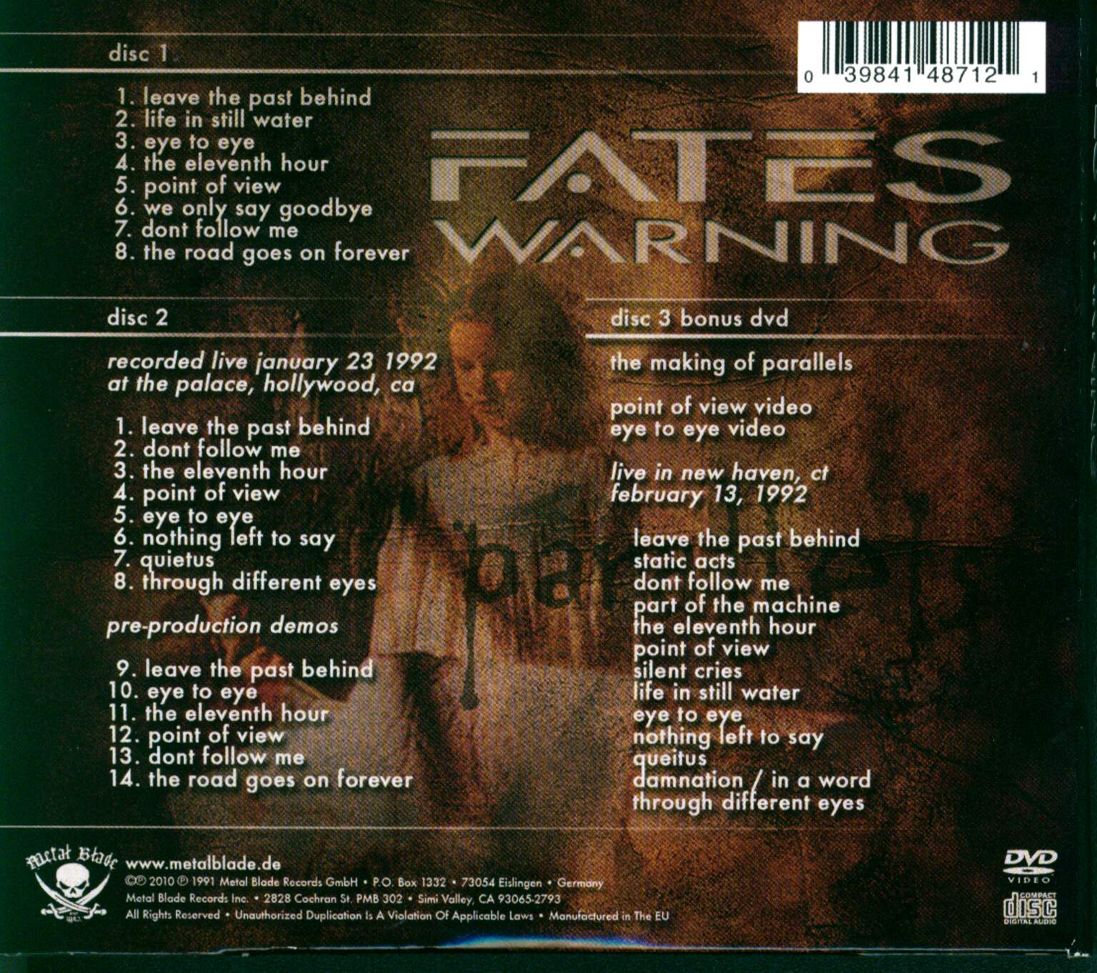 Fates Warning: Parallels, 2×CD
