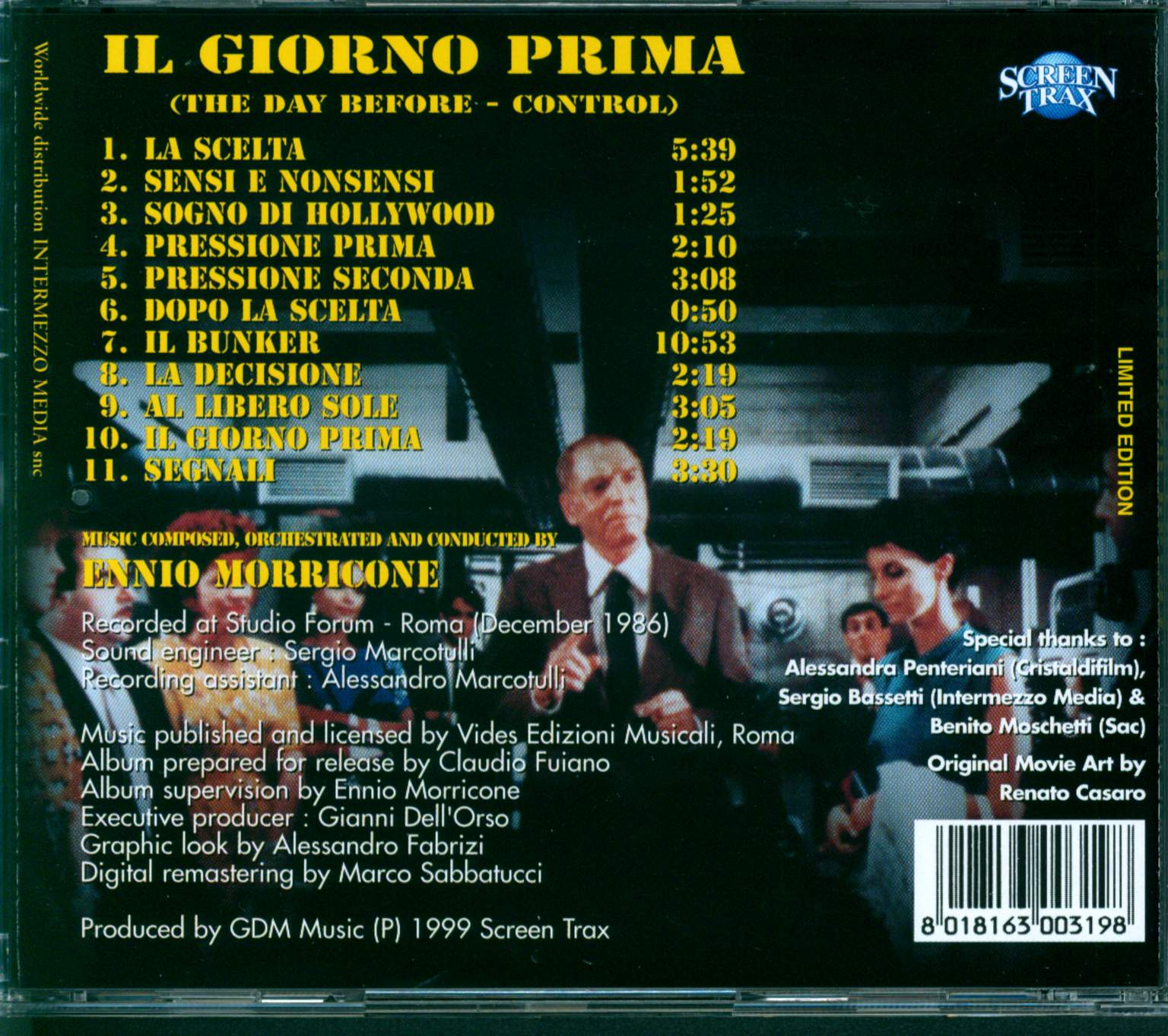 Ennio Morricone: Il Giorno Prima (Control) (Original Soundtrack), CD