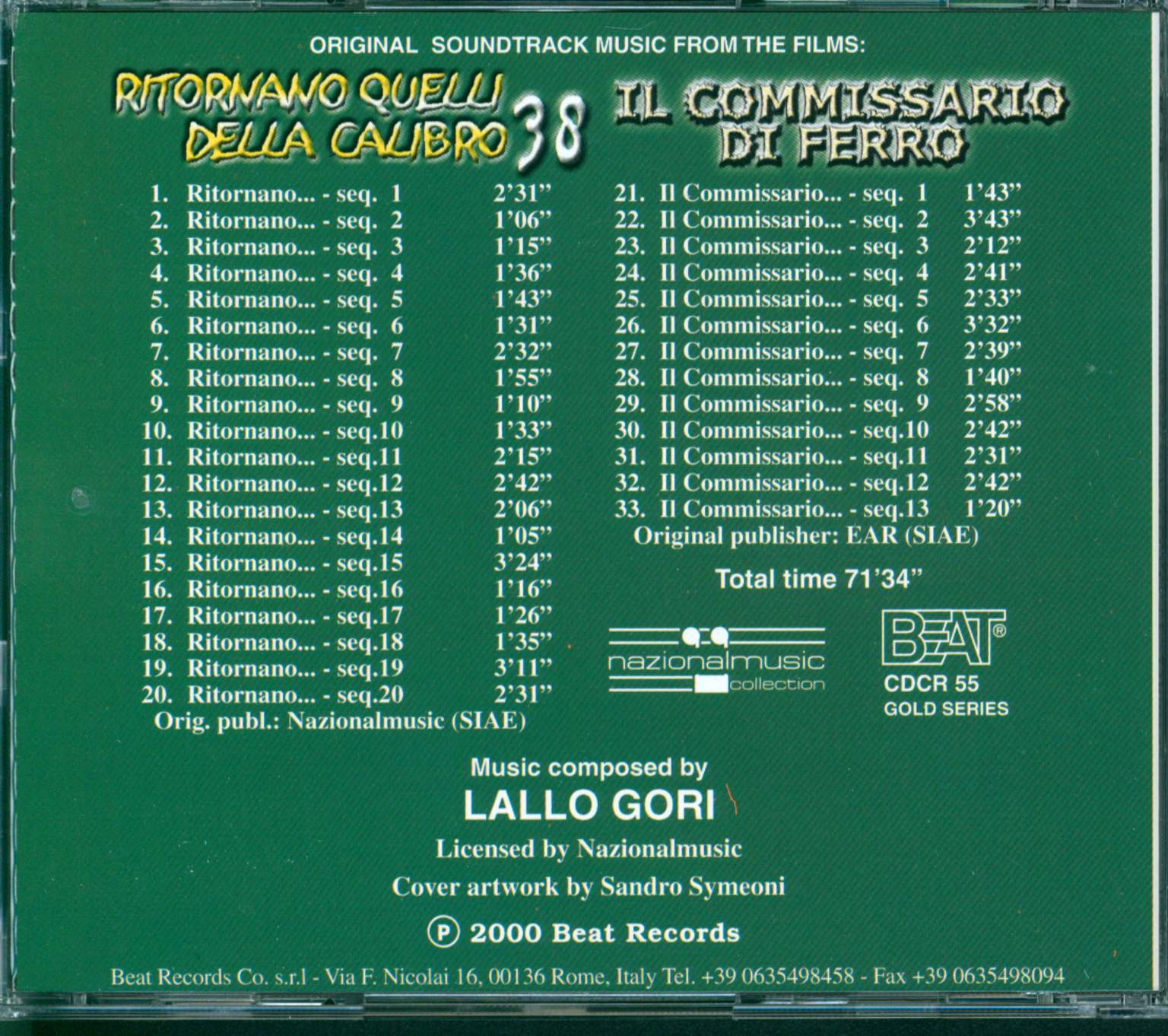 Lallo Gori: Ritornano Quelli Della Calibro 38 / Il Commissario Di Ferro (Original Soundtracks), CD