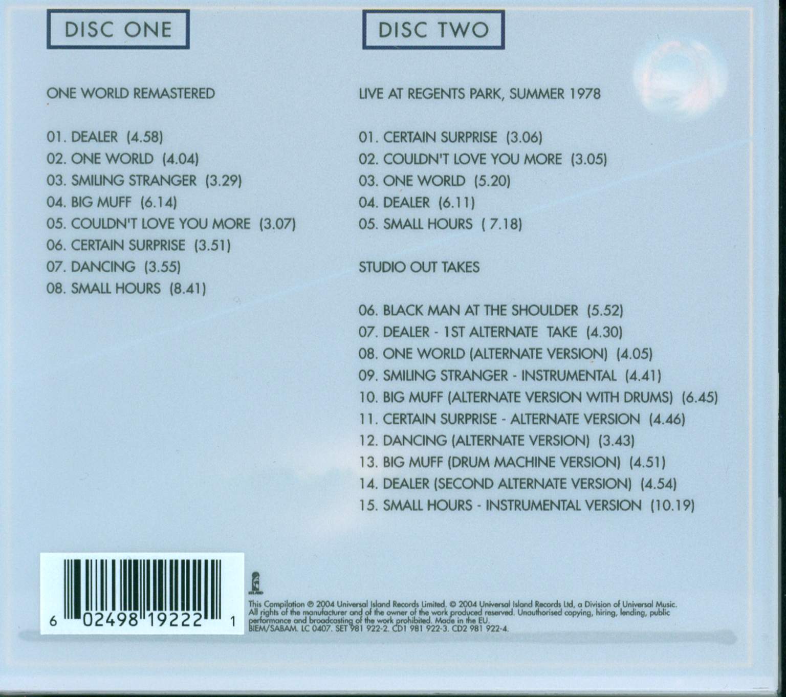 John Martyn: One World, 2×CD