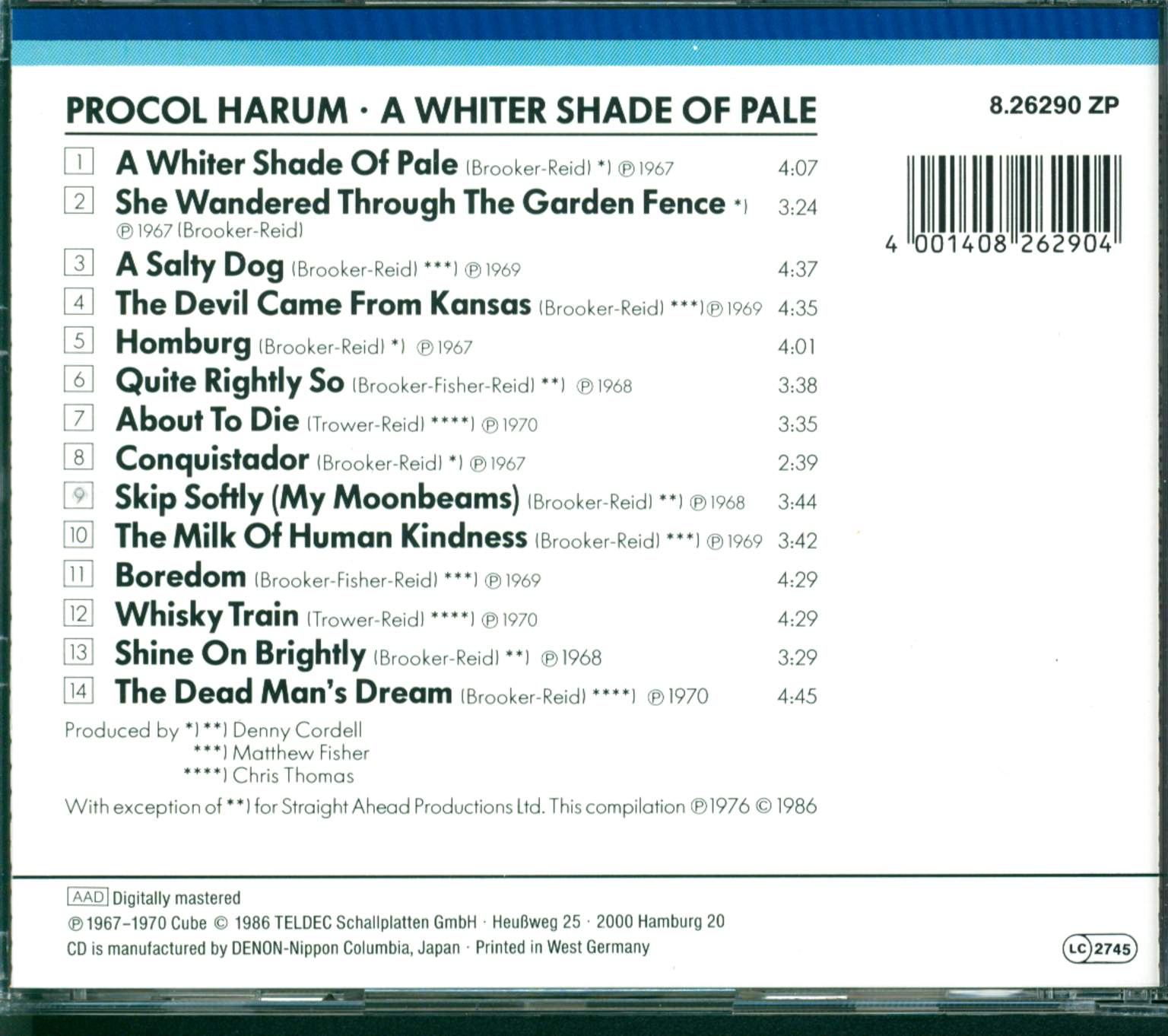 Procol Harum: A Whiter Shade Of Pale, CD
