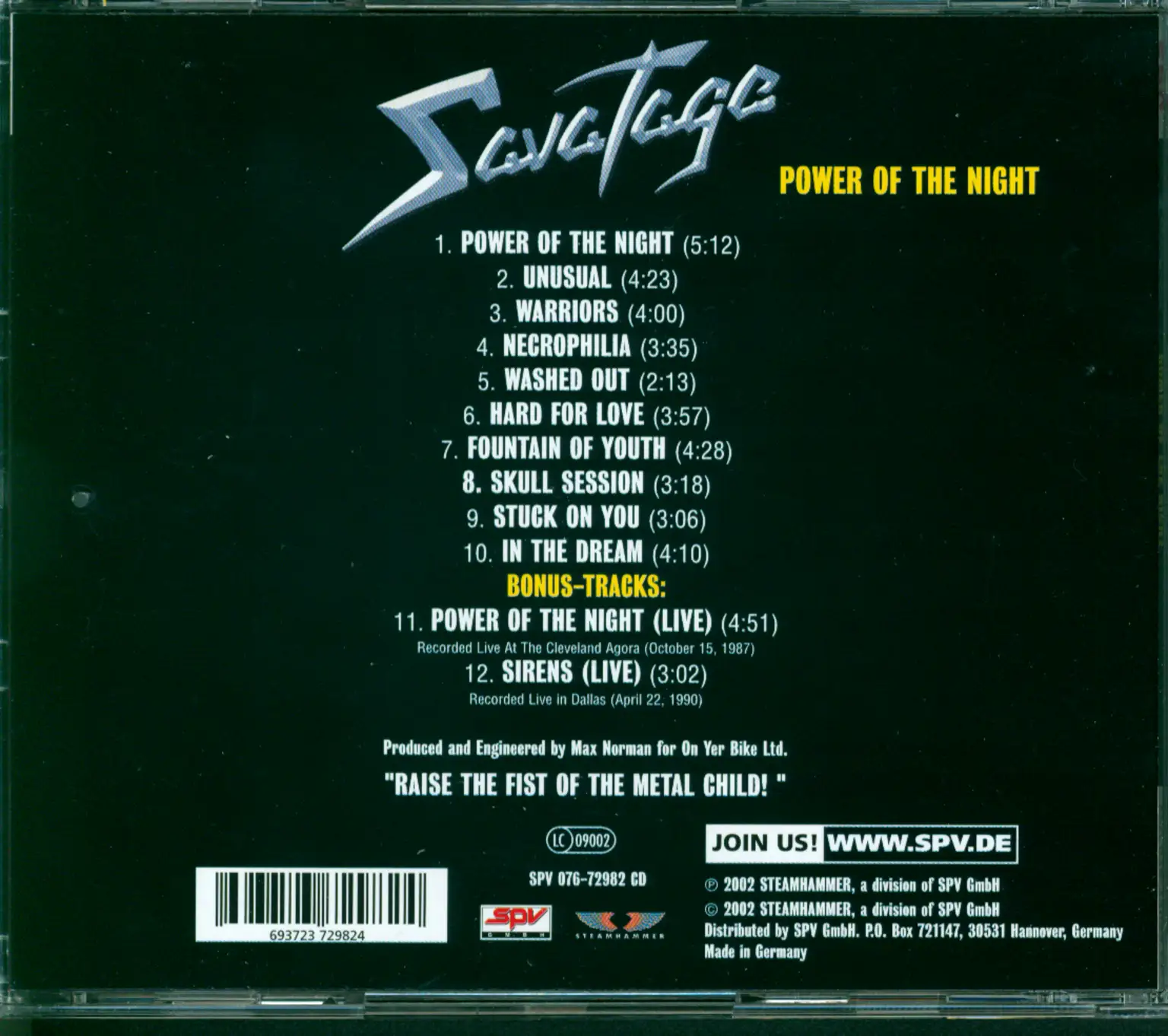 Savatage: Power Of The Night, CD