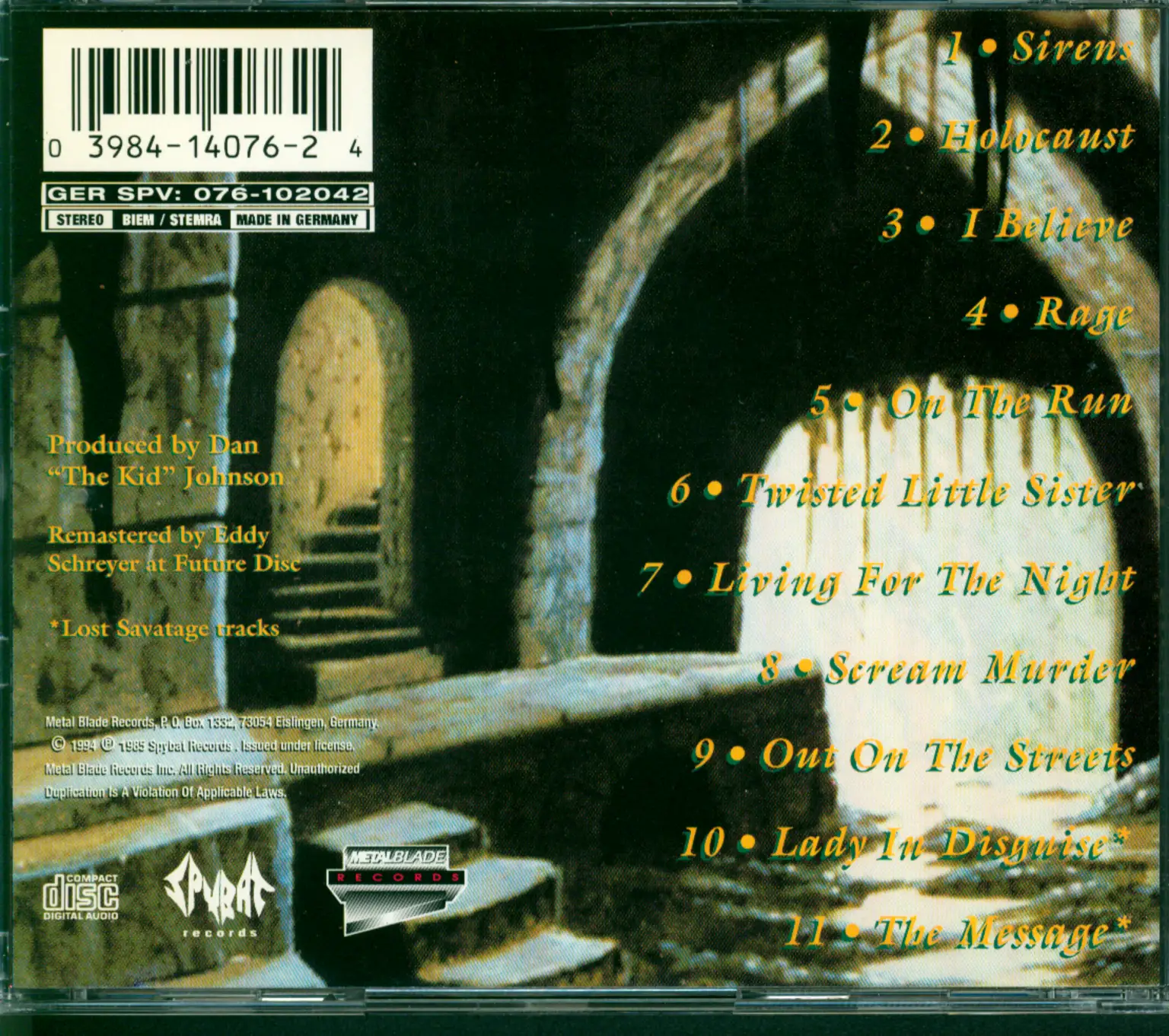 Savatage: Sirens, CD
