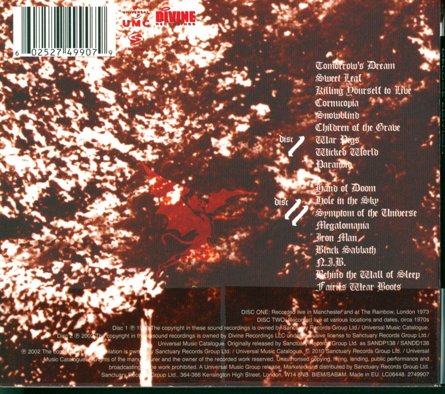 Black Sabbath: Past Lives, 2×CD