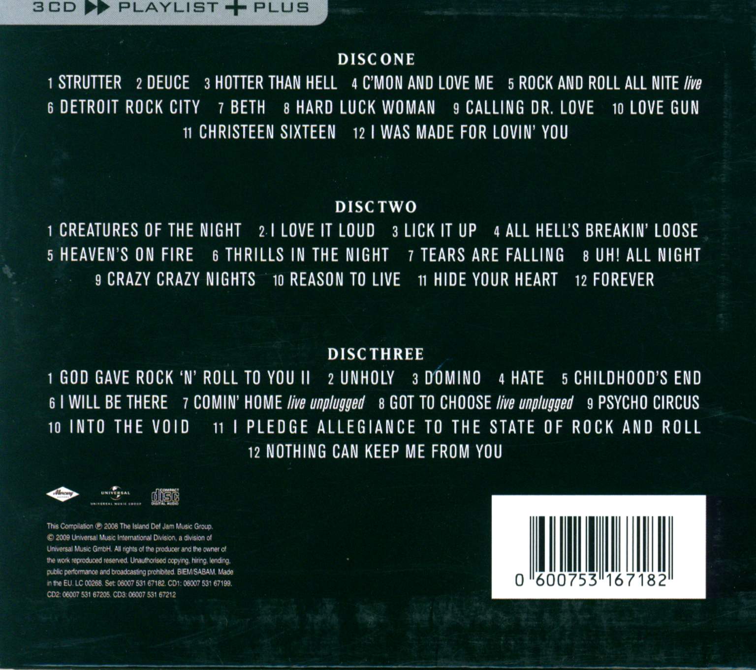 Kiss: 3CD»Playlist+Plus, 3×CD