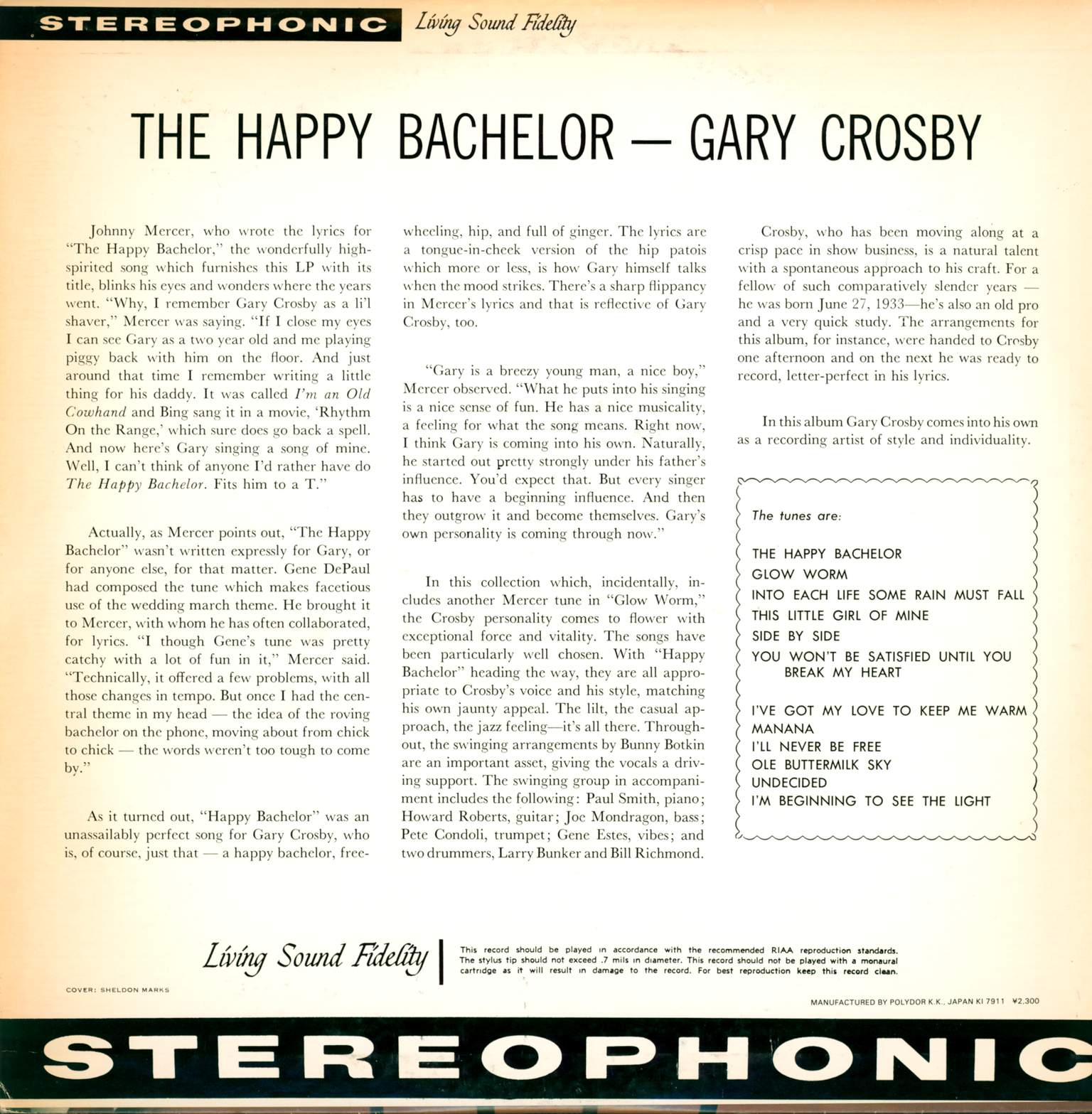 Gary Crosby: The Happy Bachelor, LP (Vinyl)