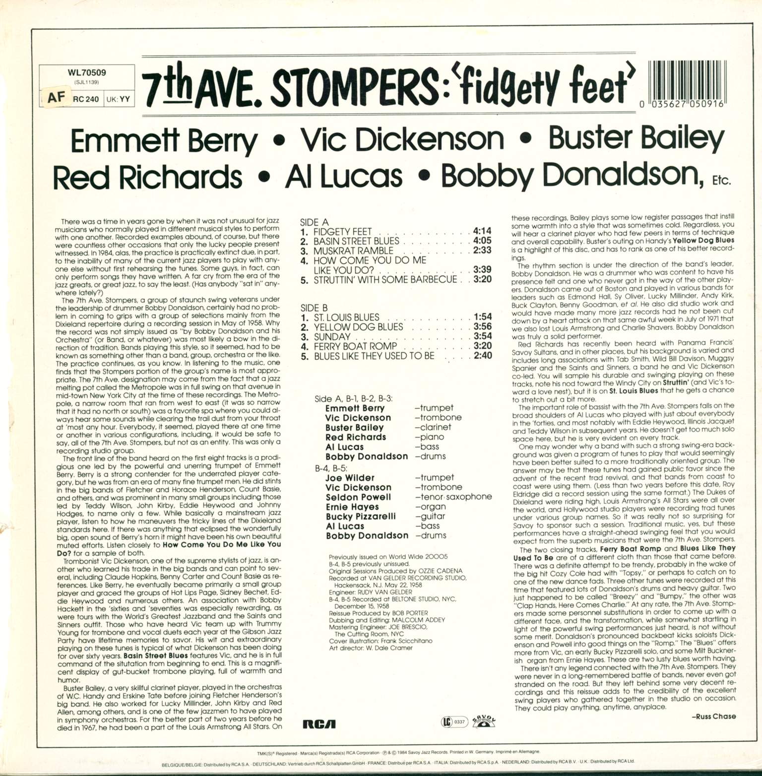 7th Ave. Stompers: Fidgety Feet, LP (Vinyl)