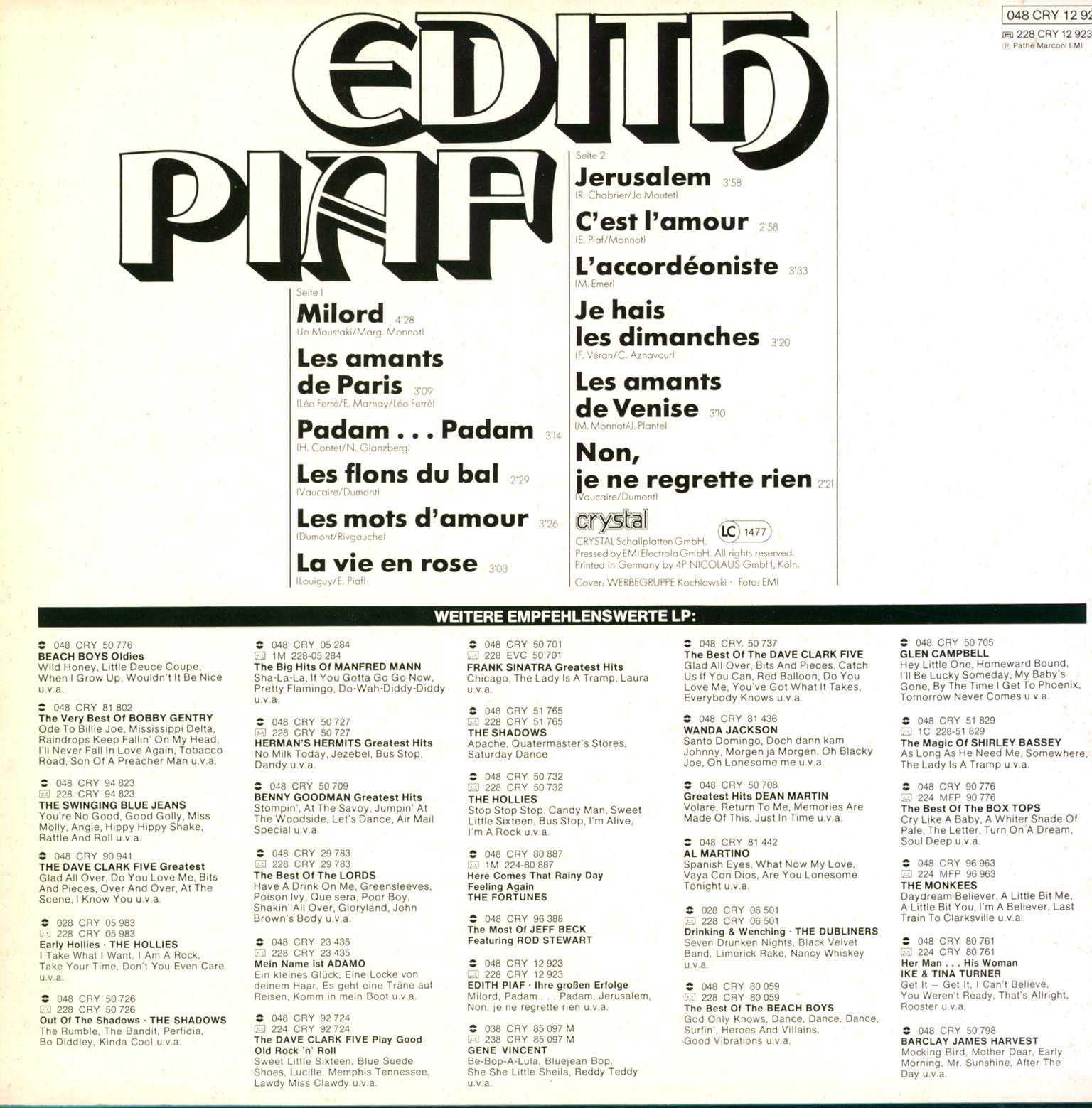 Edith Piaf: Ihre Grossen Erfolge, LP (Vinyl)