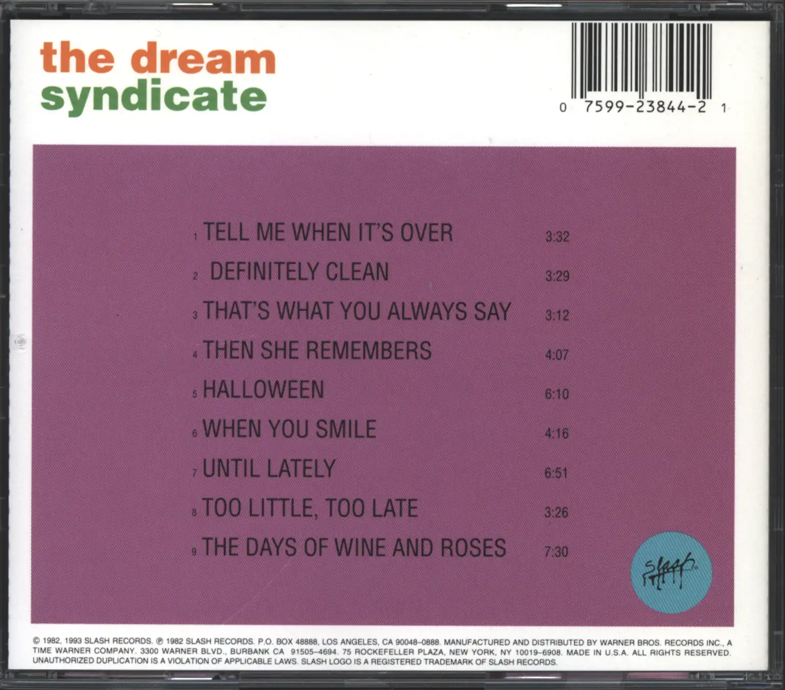 The Dream Syndicate: The Days Of Wine And Roses, CD