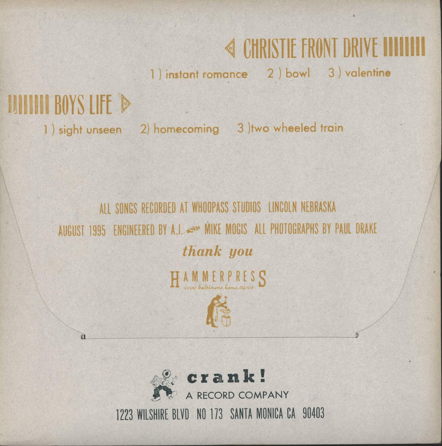 Boys Life: Boys Life / Christie Front Drive, 10" Vinyl EP