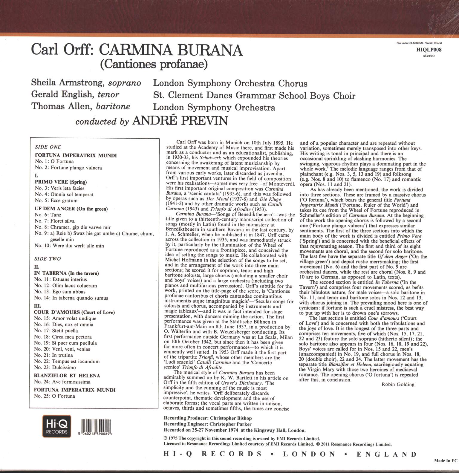 Carl Orff: Carmina Burana, LP (Vinyl)