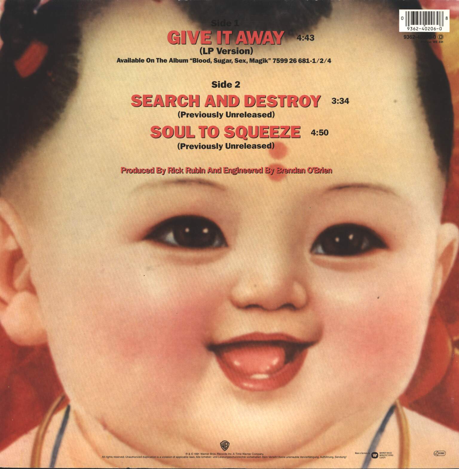 Red Hot Chili Peppers: Give It Away, 12" Maxi Single (Vinyl)